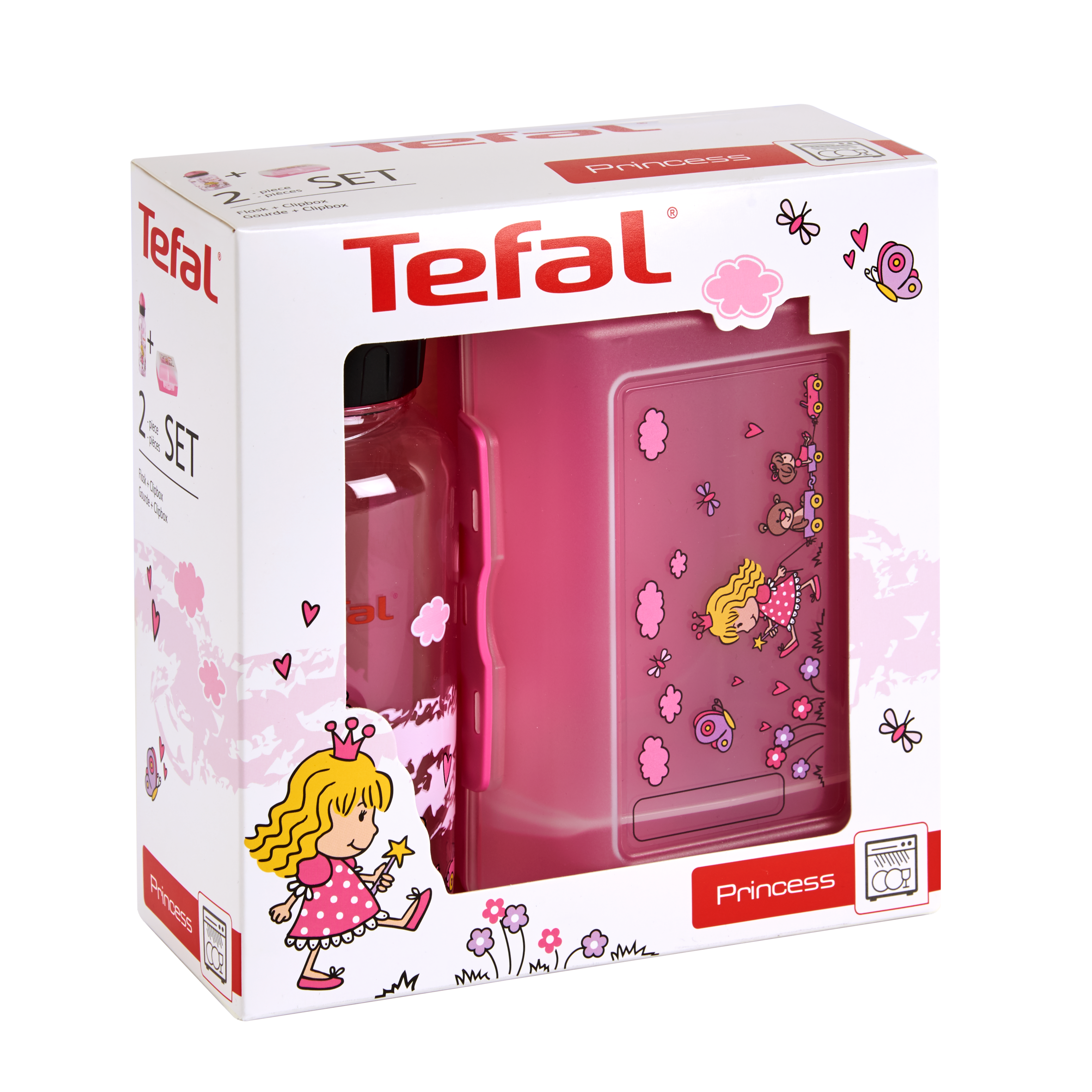 Dětský set Tefal Kids dózy a láhve Tritan 0,4 l K3169114 Růžová princezna
