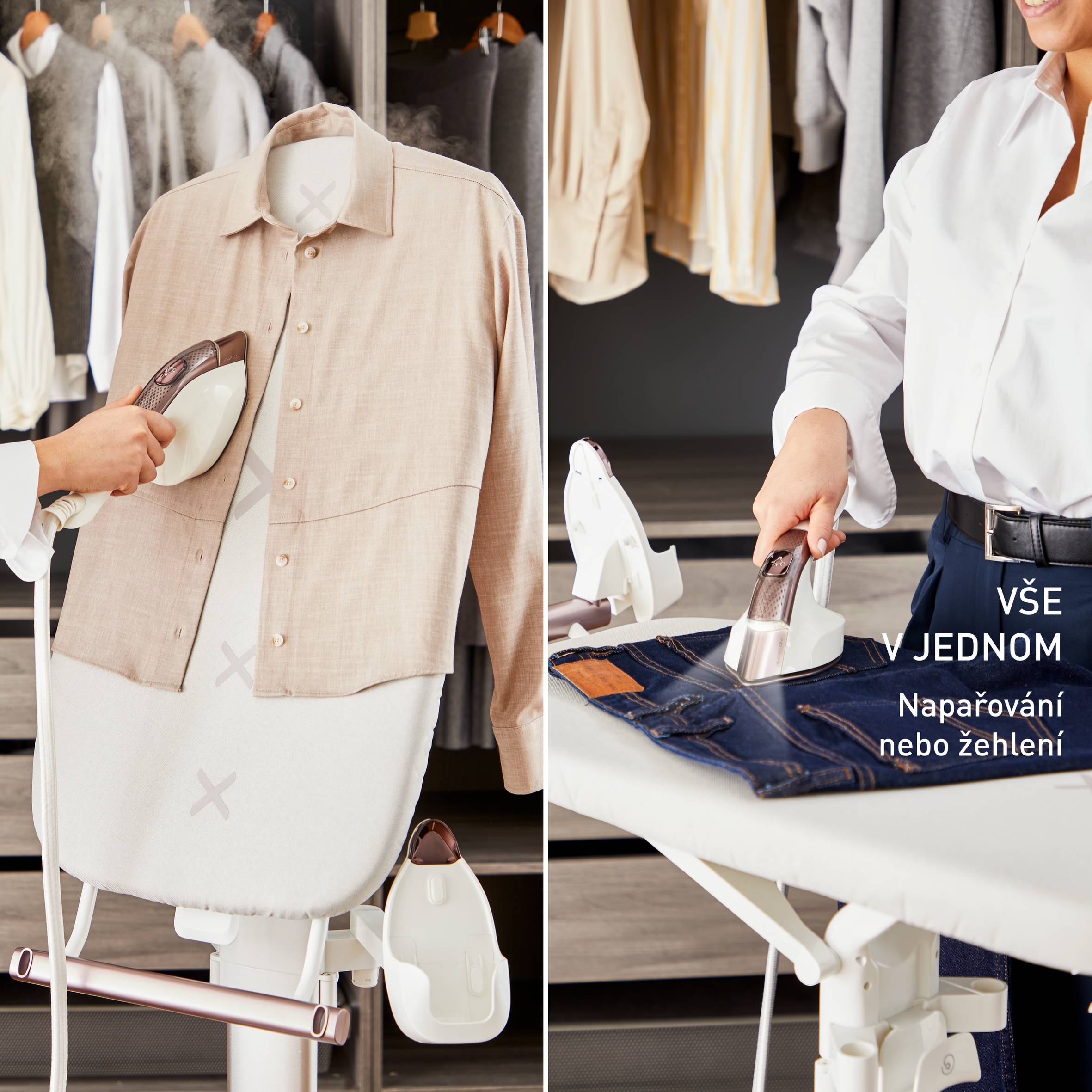 Napařovač oděvů se stojanem Tefal IXEO Vision QT1811E0 Bíla