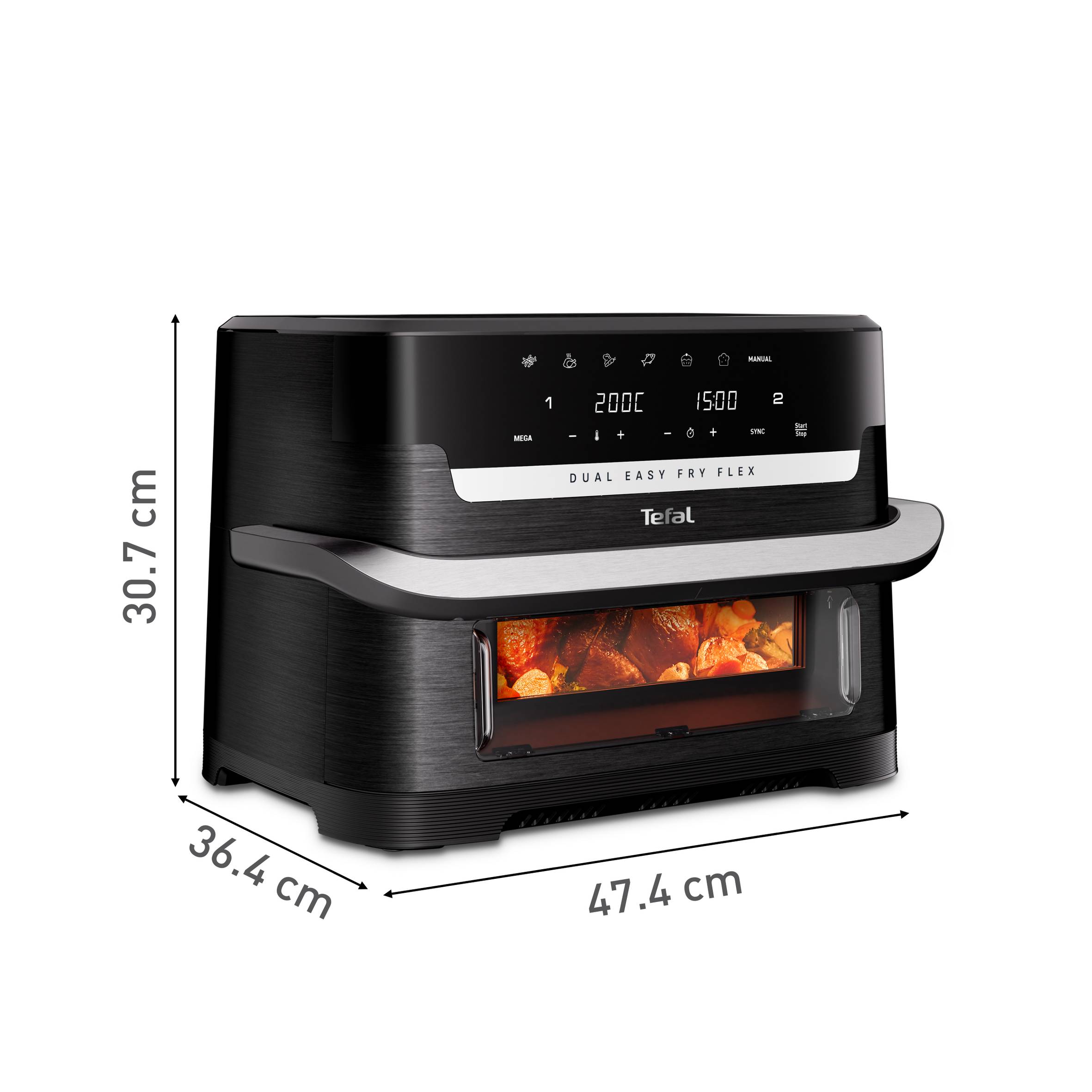 Horkovzdušná fritéza Tefal Dual Easy Fry Flex EY922DE0 Černá