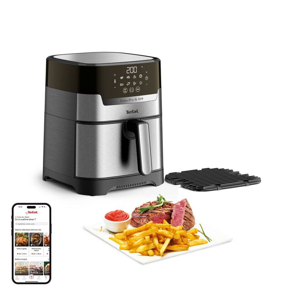 Horkovzdušná fritéza s grilem Tefal Easy Fry & Grill 2v1 Digital EY505D15 Nerezová/Černá