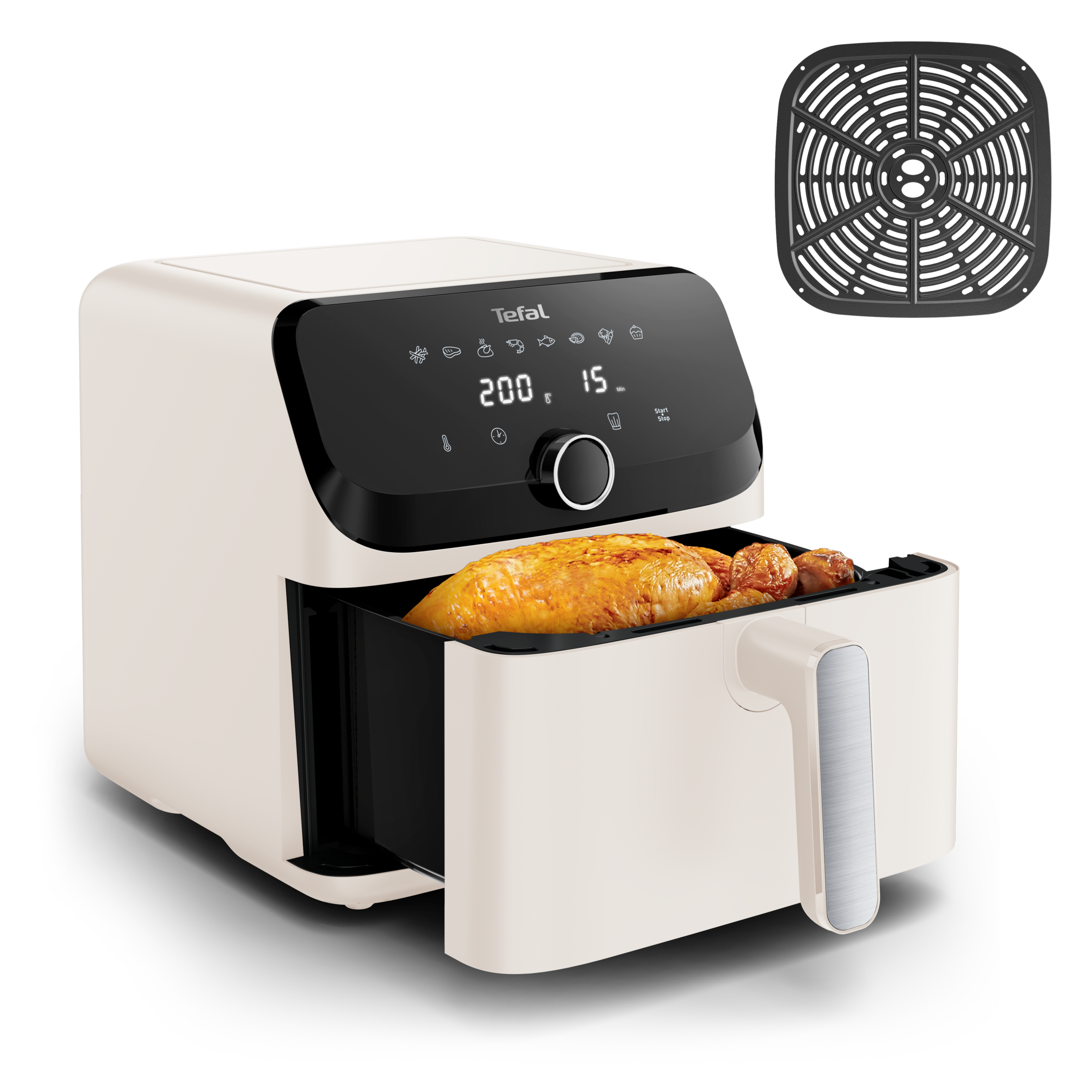 Horkovzdušná fritéza Tedal Easy Fry Mega, 7,5 l, EY855AE0, krémová