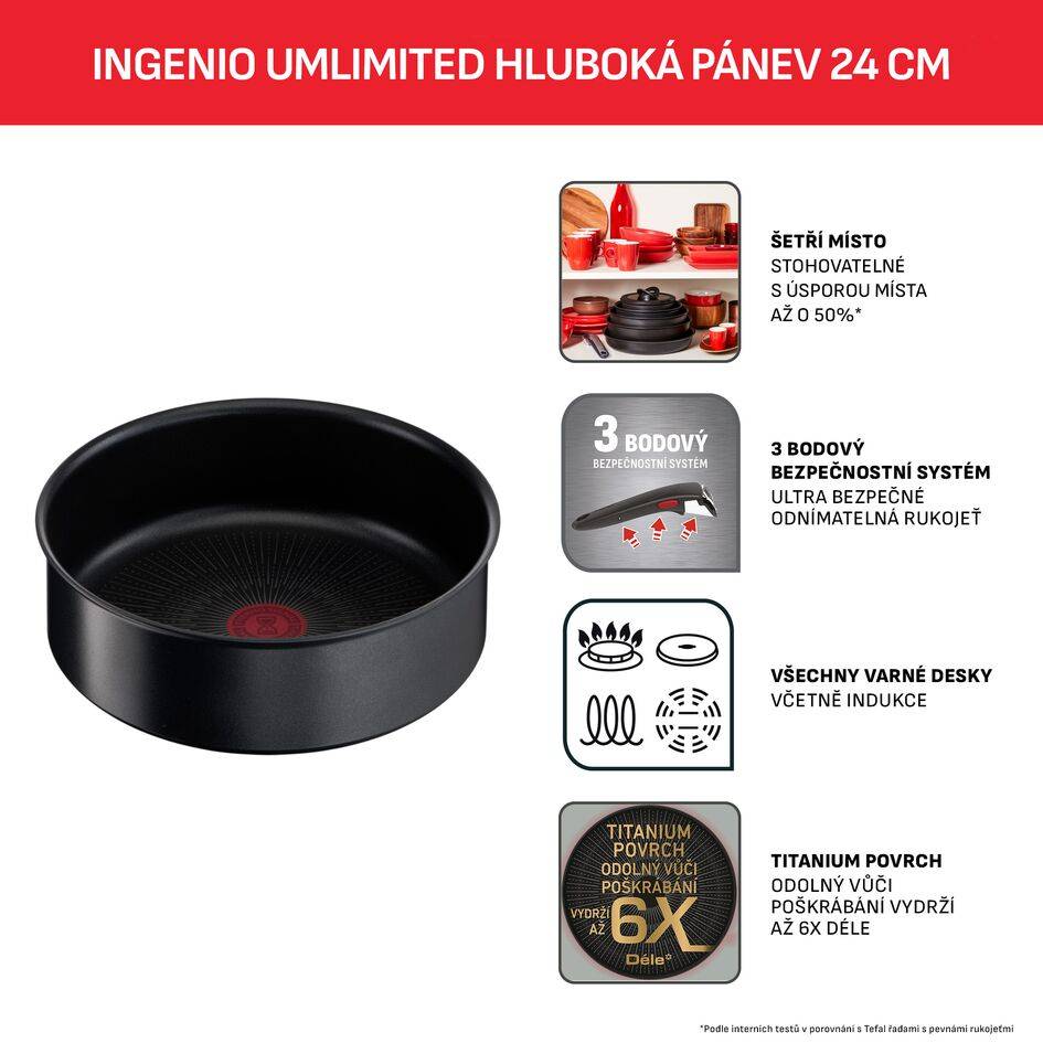 L7633502 Unlimited hluboká pánev Ingenio Tefal 24 cm