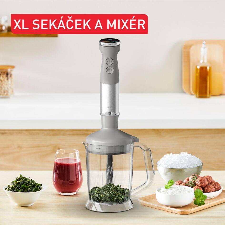 Tyčový mixér Tefal Quickchef+ 3v1 XL HB67MB30 šedý