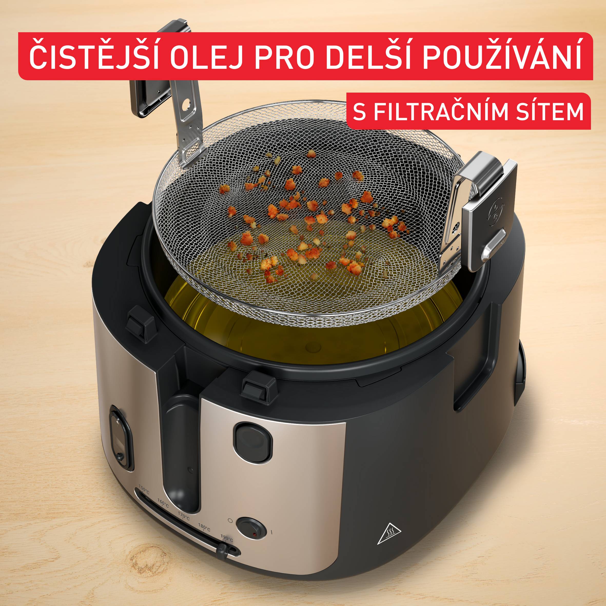 Olejová fritéza Tefal Filtra Vision+, FF2588E0, černá