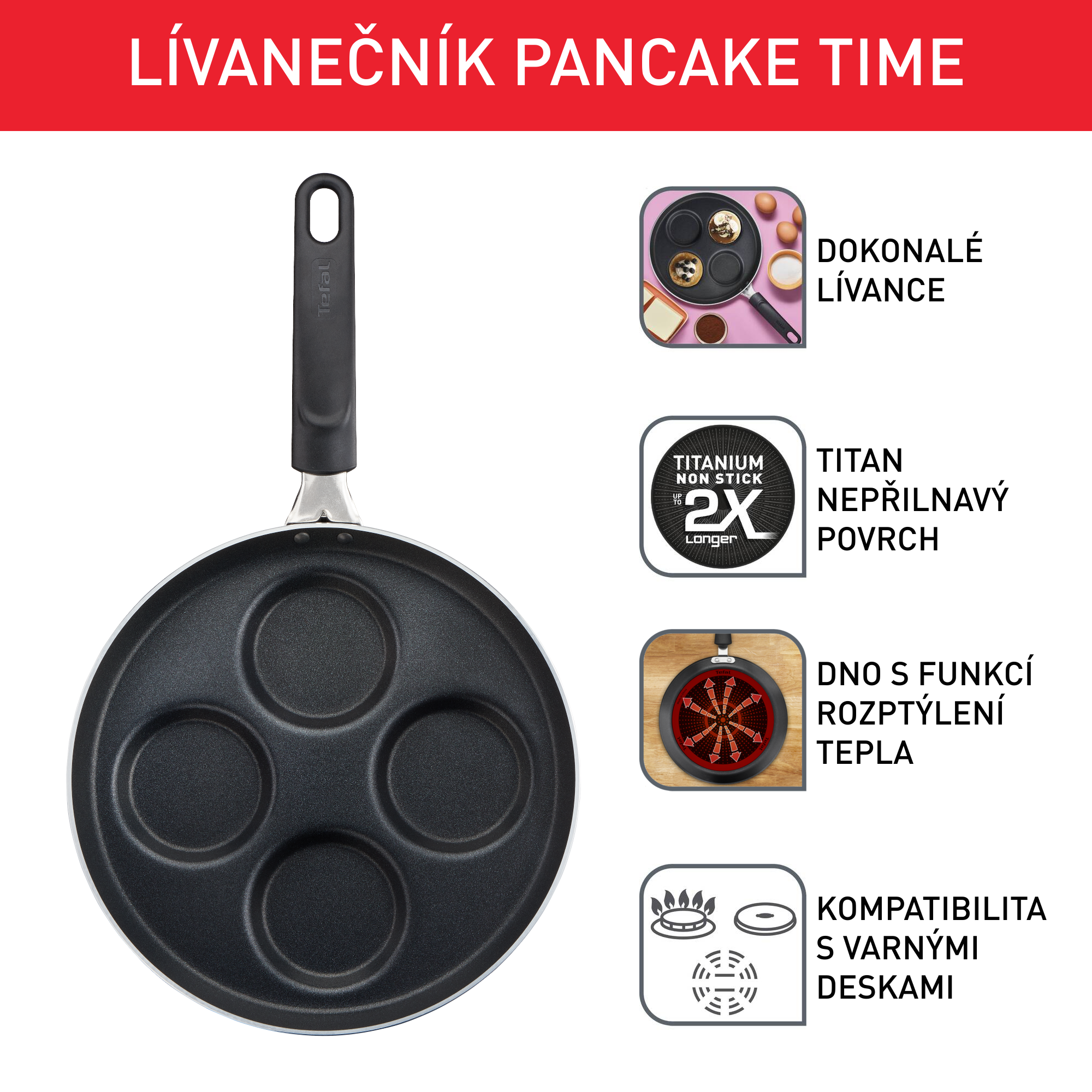 Lívanečník Tefal Pancake Time 25cm D5292072 černá