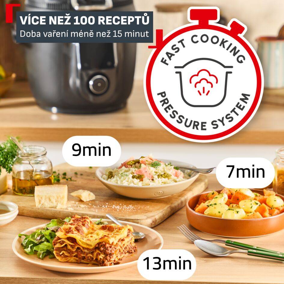 Multifunkční tlakový hrnec a horkovzdušná fritéza Tefal Cook4Me Infinity CY982HF2, tmavě šedá