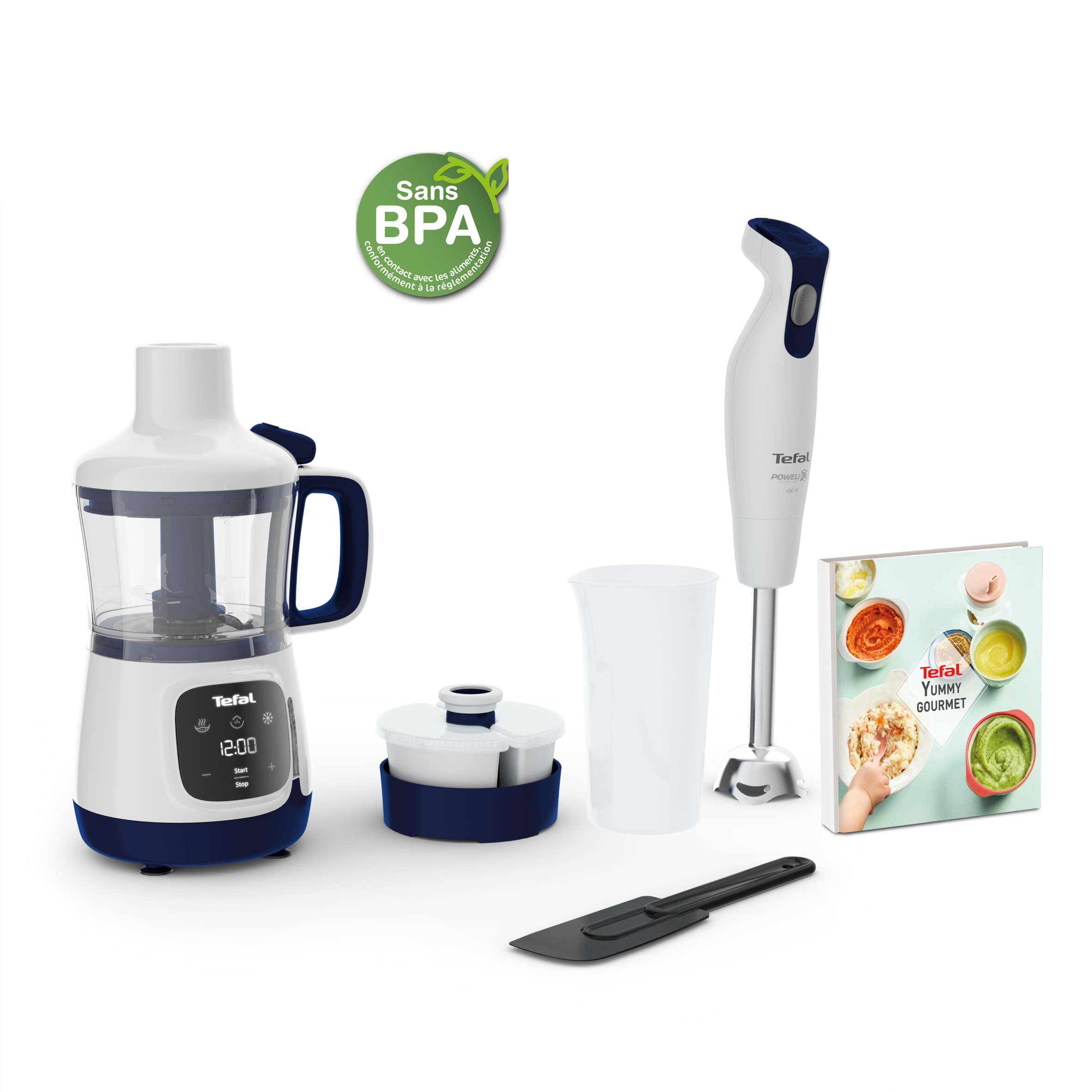 Tyčový mixér Tefal Yummy Gourmet HB55W430 Modrý/Bílý