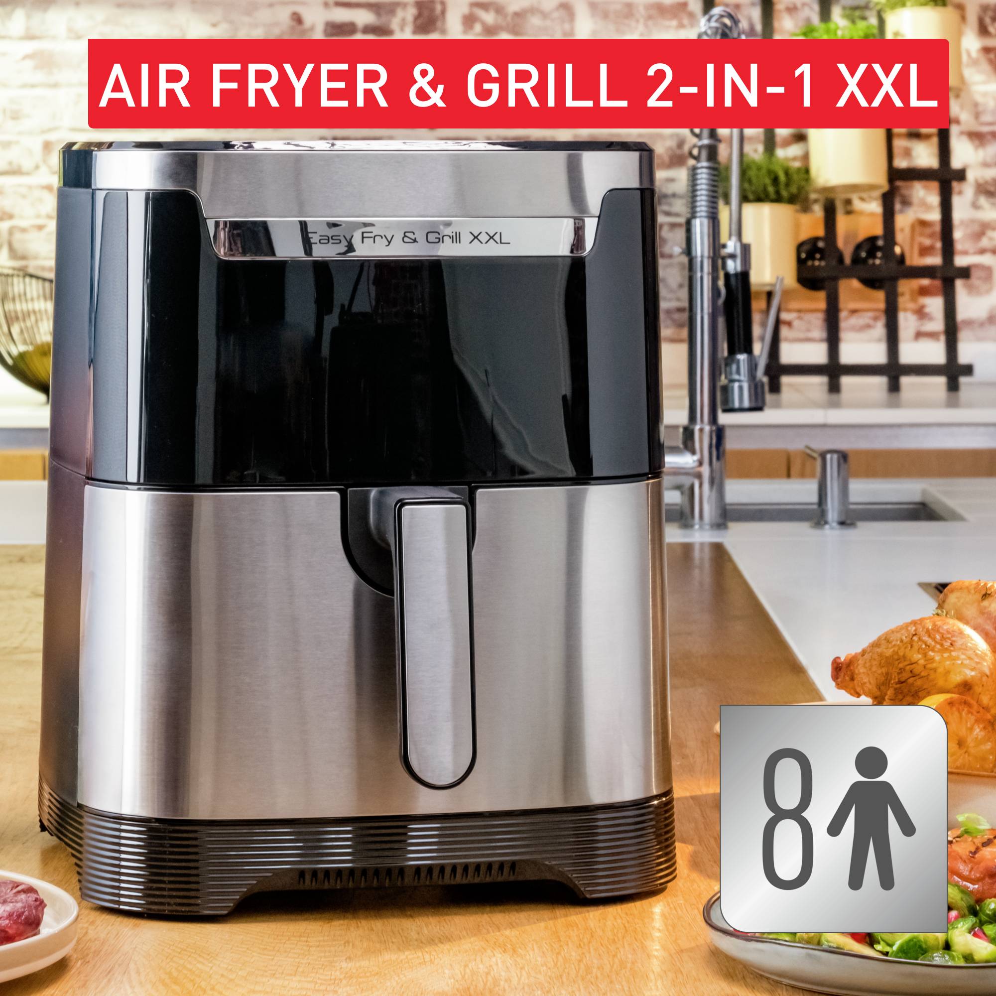 Easy Fry & Grill 2-in-1 Air fryer and Grill, Divider for Dual Cooking