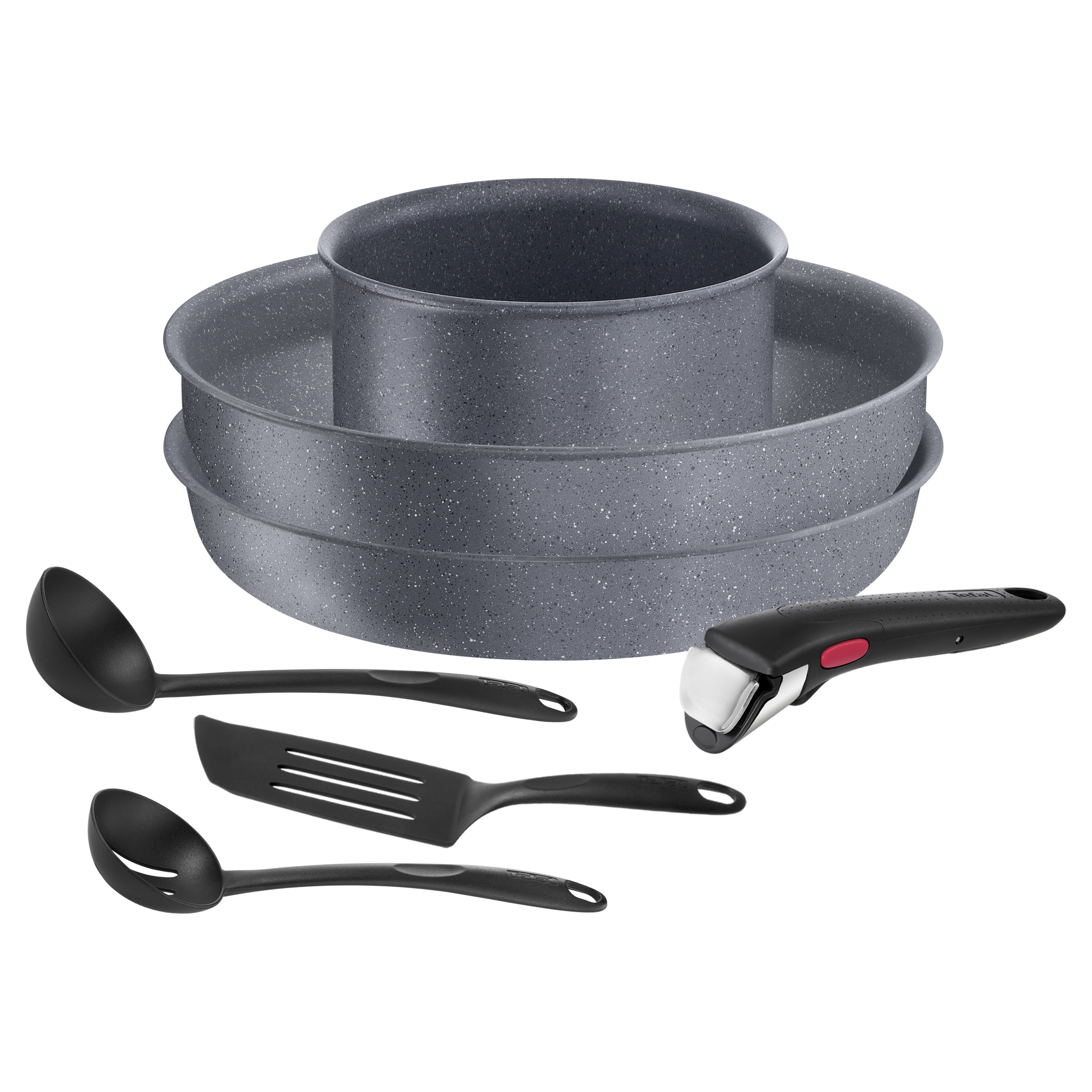 7dílná sada nádobí Tefal Ingenio Natural Force L3969072 šedá/černá