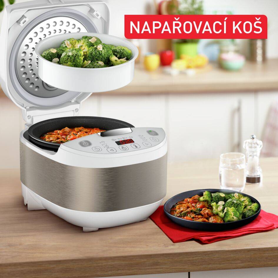 Multifunkční elektrický hrnec Tefal Simply Cook Plus RK6221E1 Stříbrný/Bílý