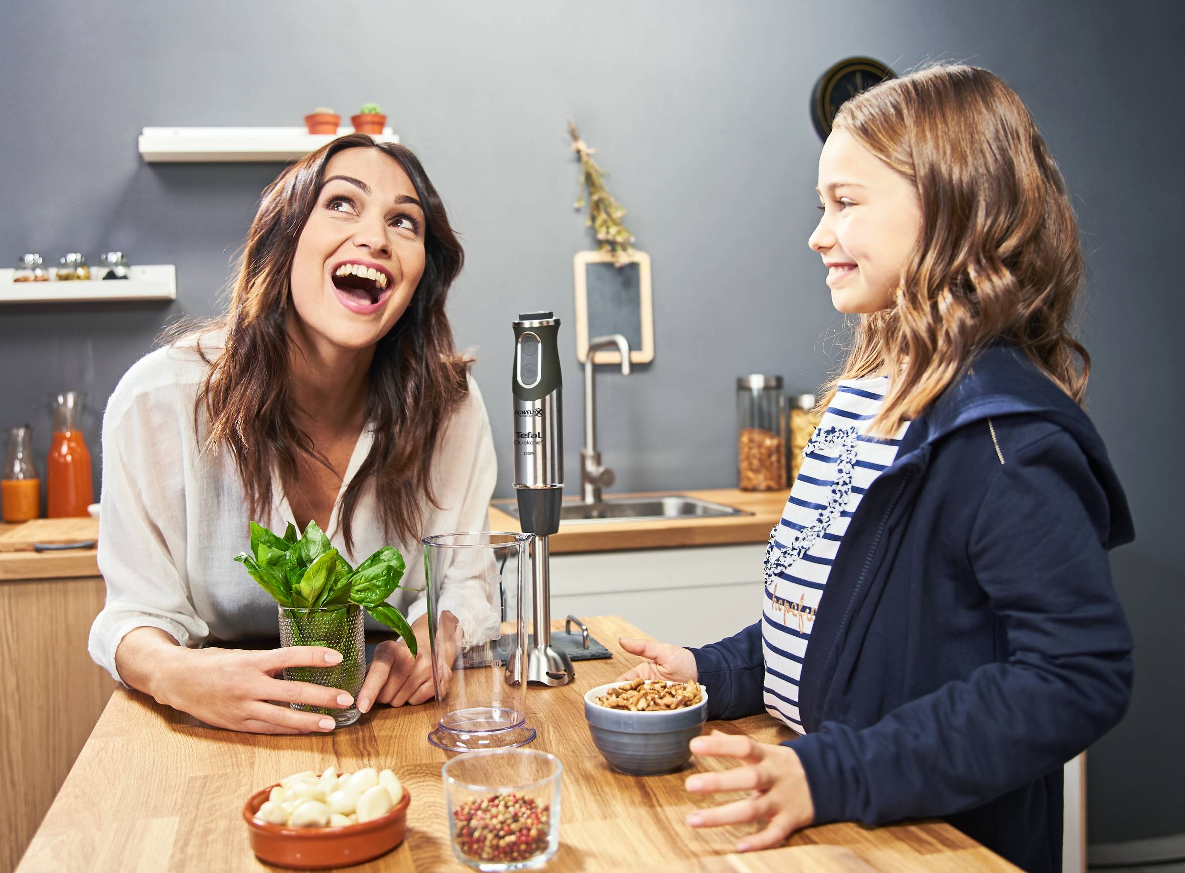 Tyčový mixér Tefal Quickchef 2v1 HB659838 Nerezový/Černý