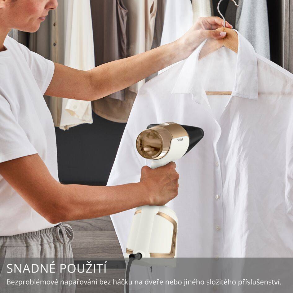 Nasávací ruční napařovač a žehlička 2v1 Tefal AeroSteam DT9820F0 Bílý/zlatý