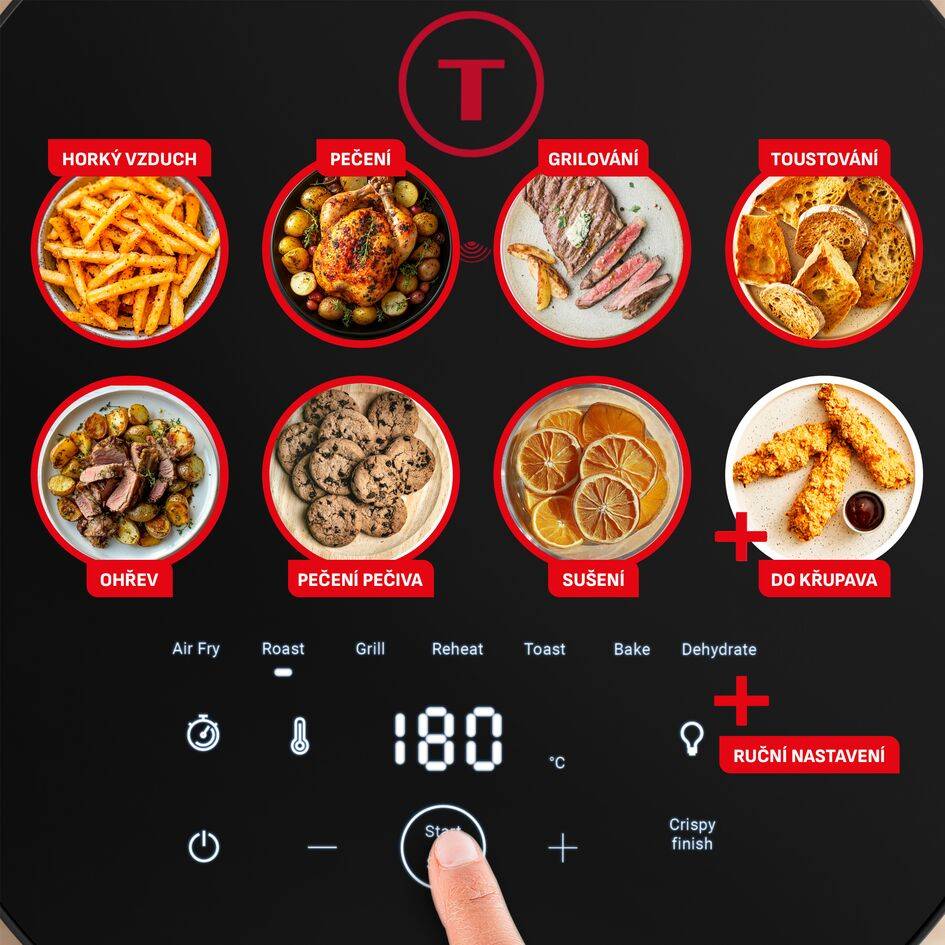 Horkovzdušná fritéza Tefal INFRARED AIR FRYER 7L, EY832HE0, tmavě šedá