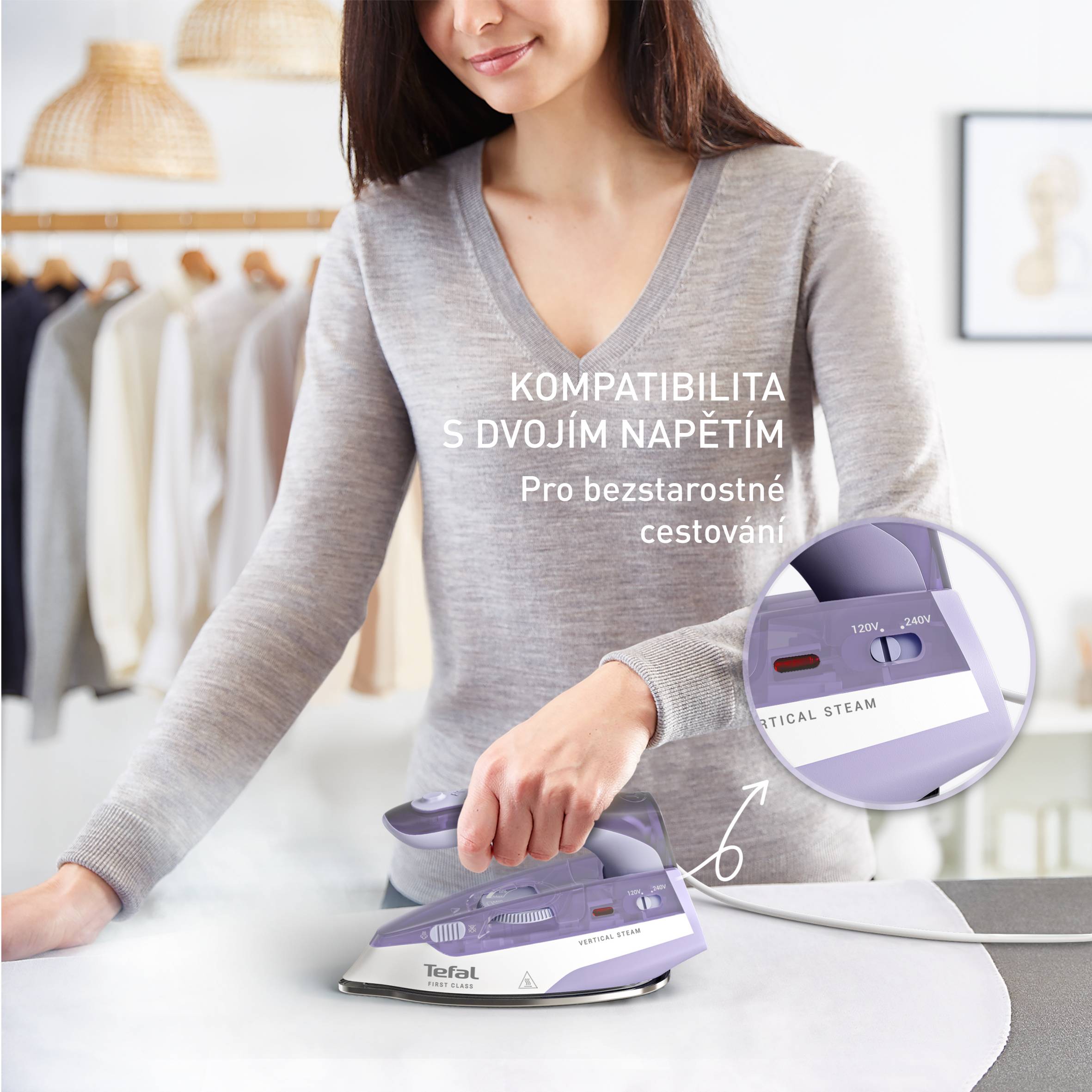 Napařovací žehlička Tefal First Class DB1612E0 Fialová/Bíla