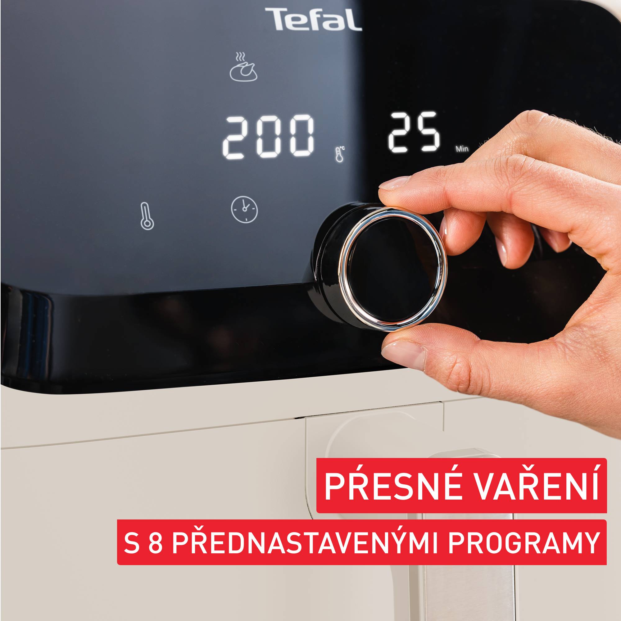 Horkovzdušná fritéza Tedal Easy Fry Mega, 7,5 l, EY855AE0, krémová