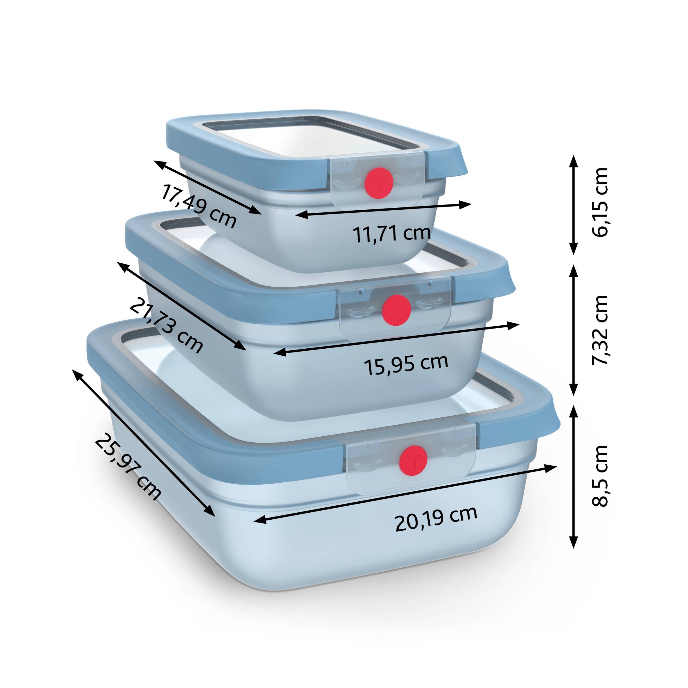 N1230210 oneClick dózy na potraviny Tefal sada 3 kusů modré