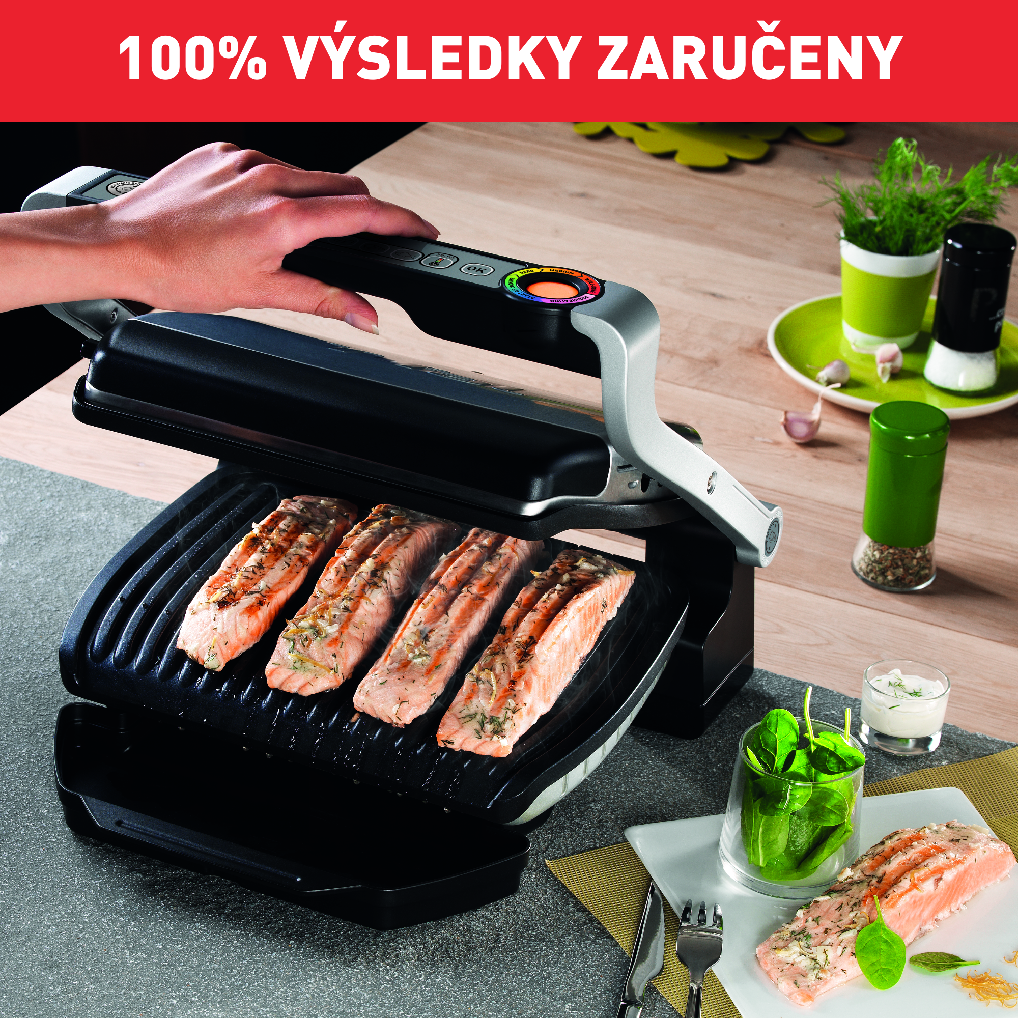 Elektrický gril Tefal OptiGrill+ Inox GC712D34 Stříbrný/Černý