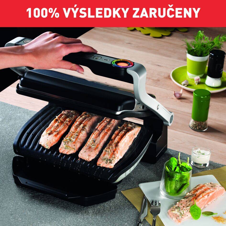 Elektrický gril Tefal OptiGrill+ Inox GC712D34 Stříbrný/Černý