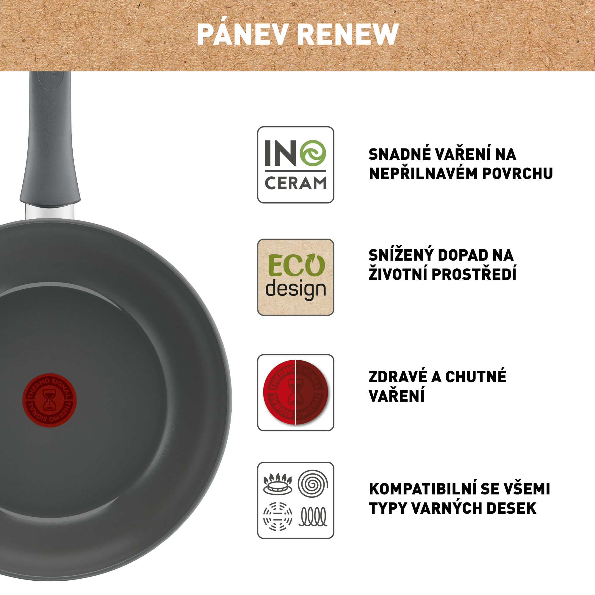 Wok pánev Tefal Renewal C4261943 28 cm Keramická