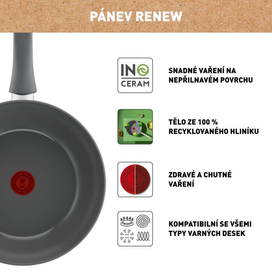 Wok pánev Tefal Renewal C4261943 28 cm Keramická