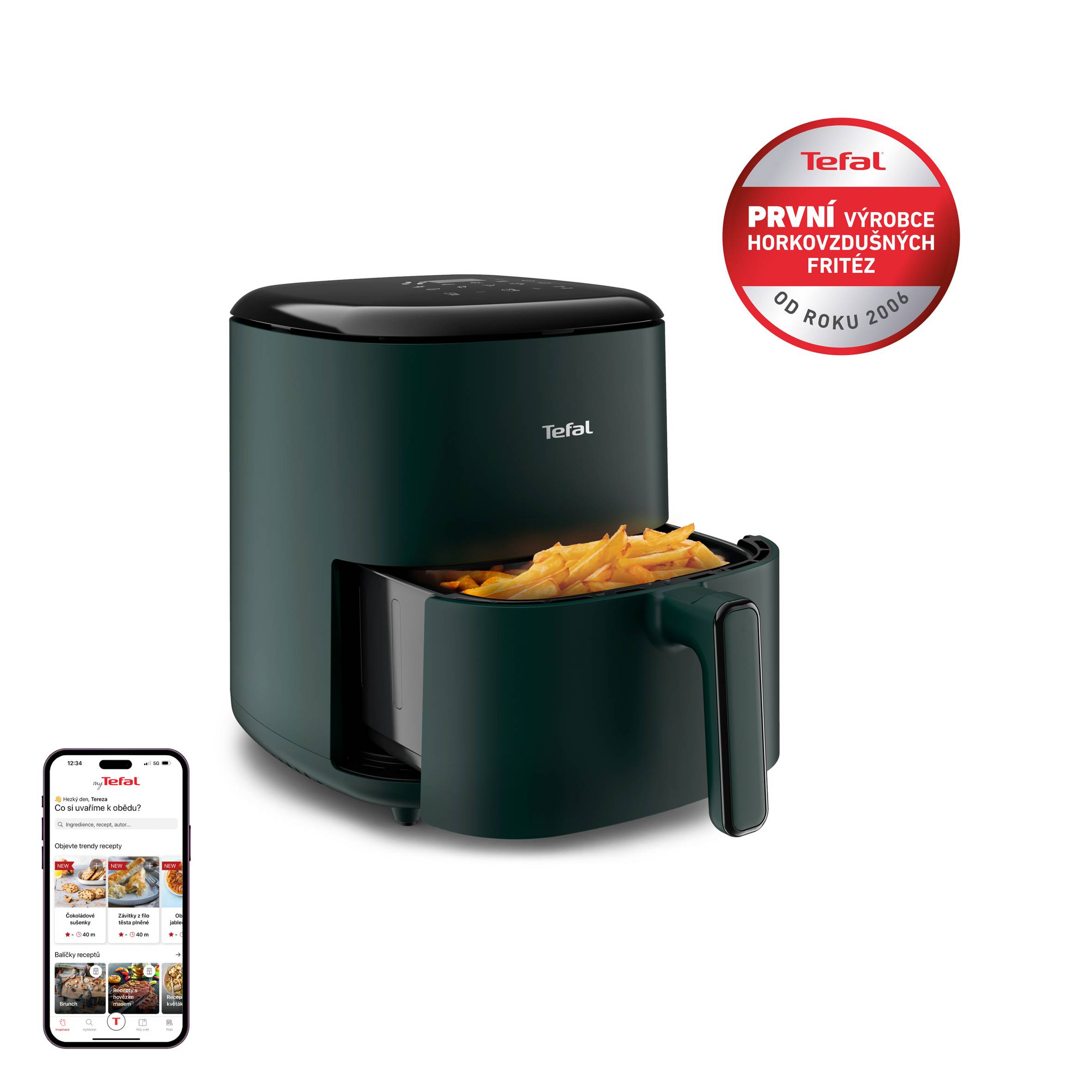Horkovzdušná fritéza 5l Tefal Easy Fry Max EY245310 Tmavě zelená/Černá