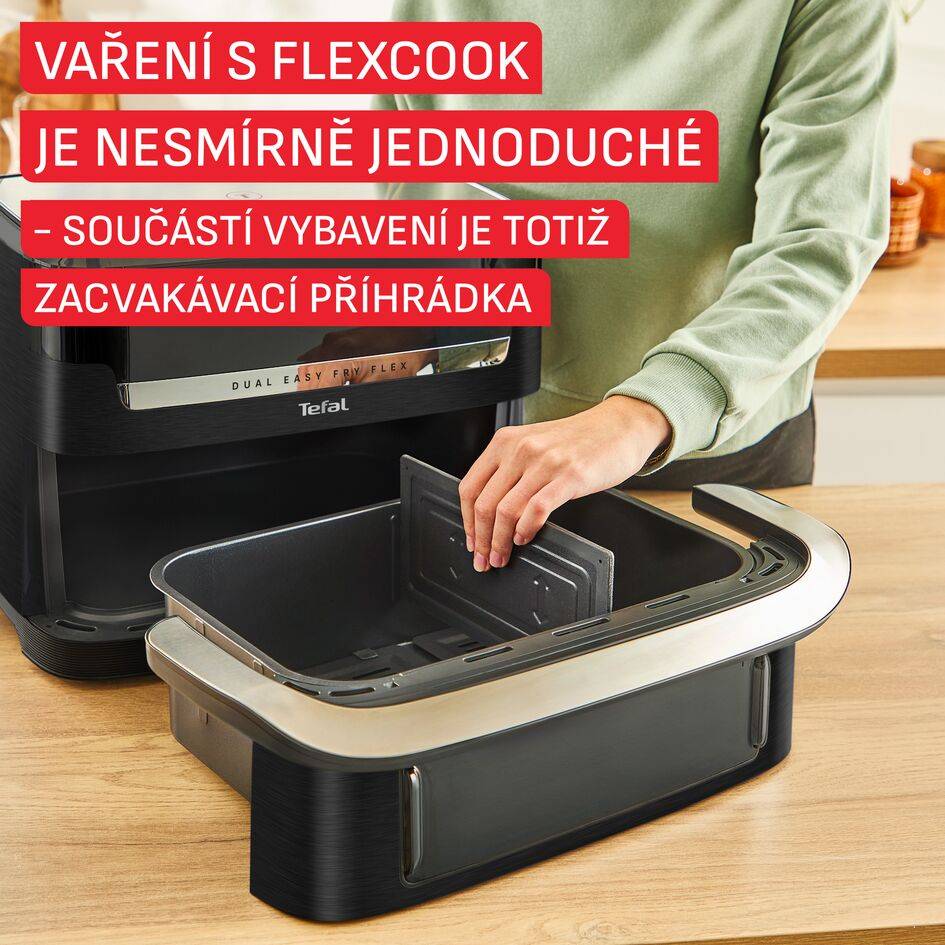 Duální horkovzdušná fritéza Tefal Dual Easy Fry Flex 9 l, EY9228E0, černá