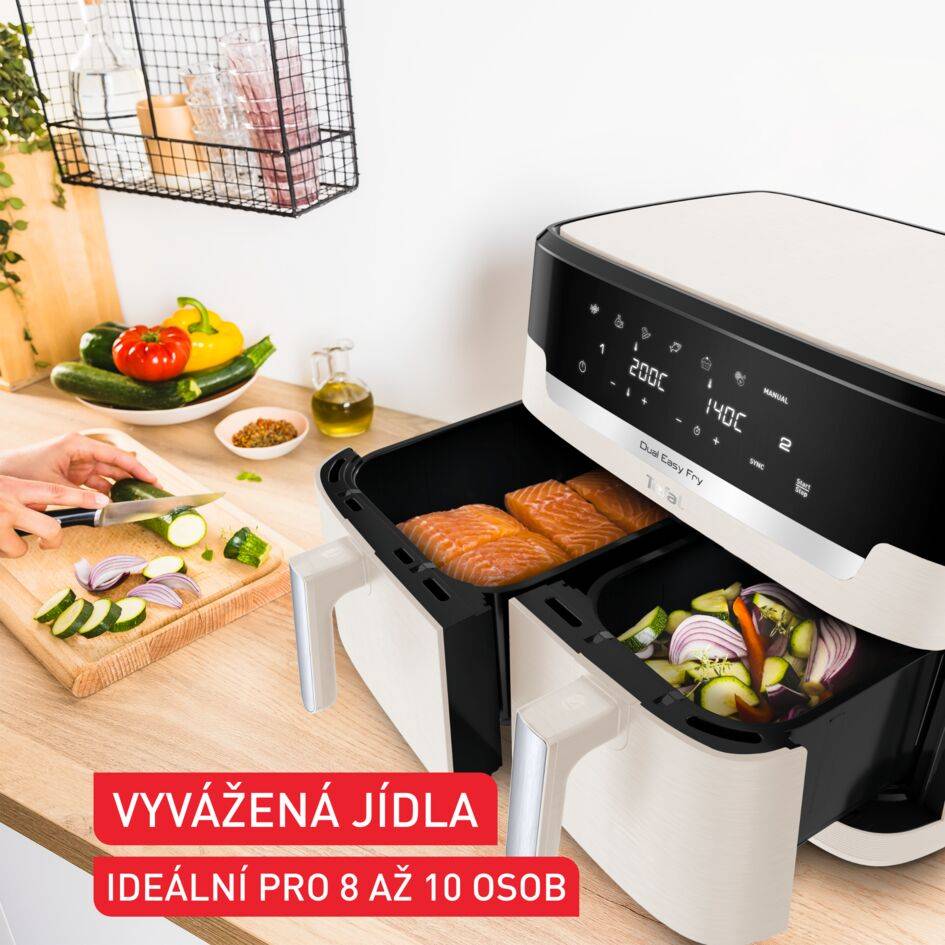 Duální horkovzdušná fritéza Tefal Dual Easy Fry XXL, 11 L, EY942AE0