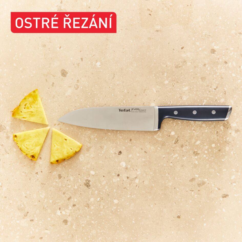 Samoostřící kuchyňský nůž Tefal EverSharp chef a blok na nože s integrovaným brouskem K297S244