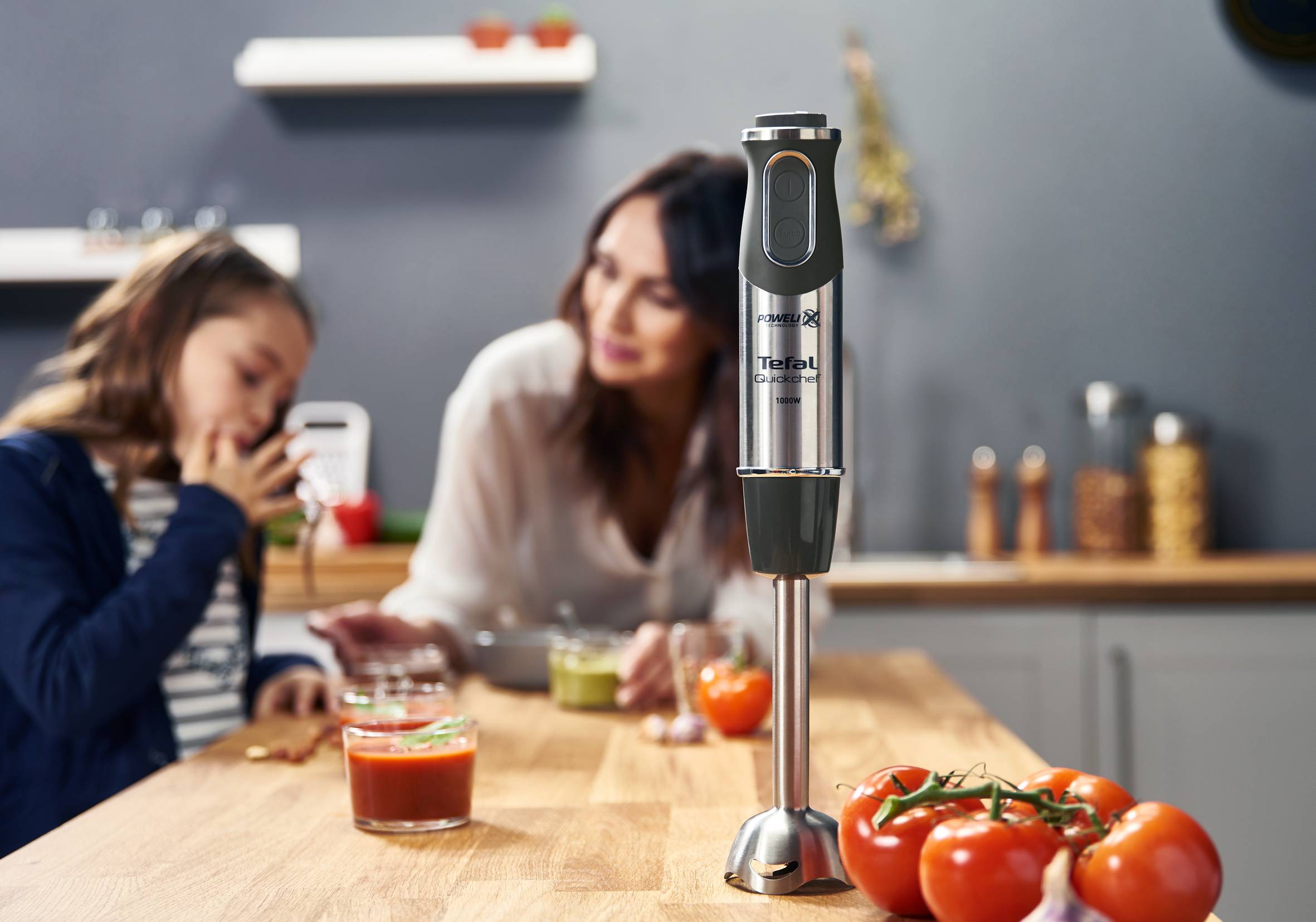 Tyčový mixér Tefal Quickchef 2v1 HB659838 Nerezový/Černý