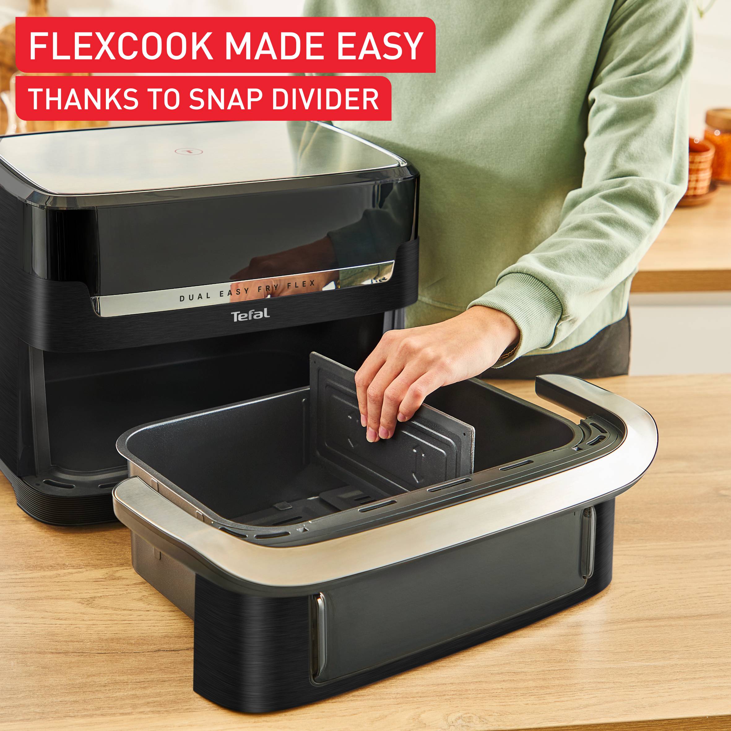 Horkovzdušná fritéza Tefal Dual Easy Fry Flex EY922DE0 Černá