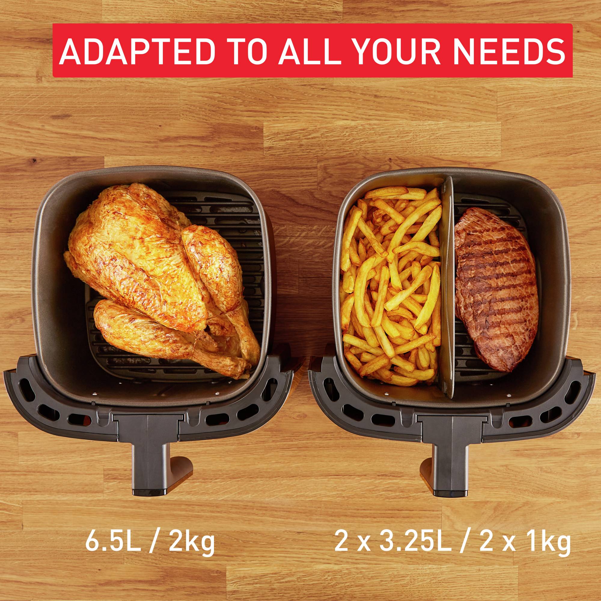 Easy Fry & Grill 2-in-1 Air fryer and Grill, Divider for Dual Cooking