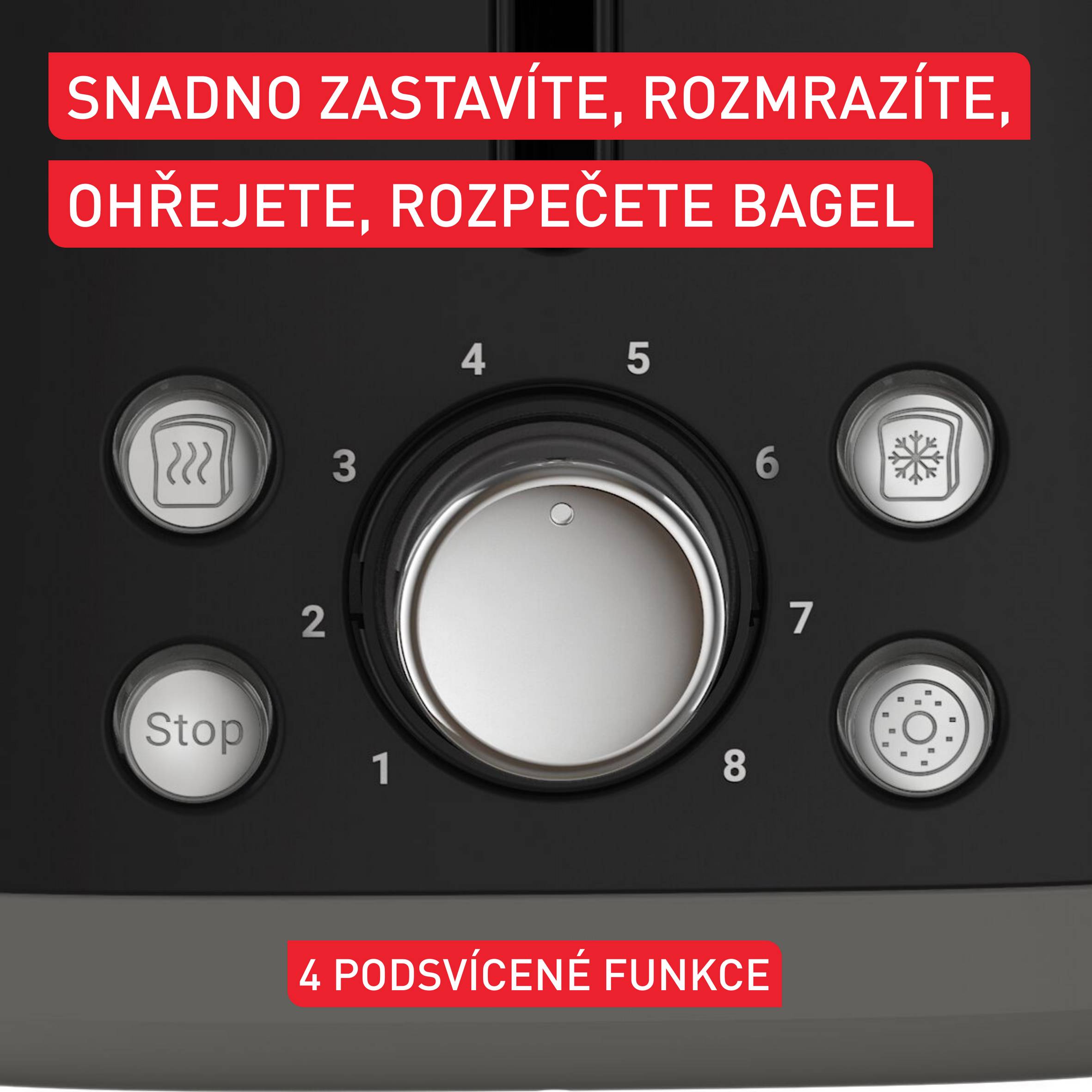 Retro topinkovač Tefal Collection, TT7208E0, nerezový, černý