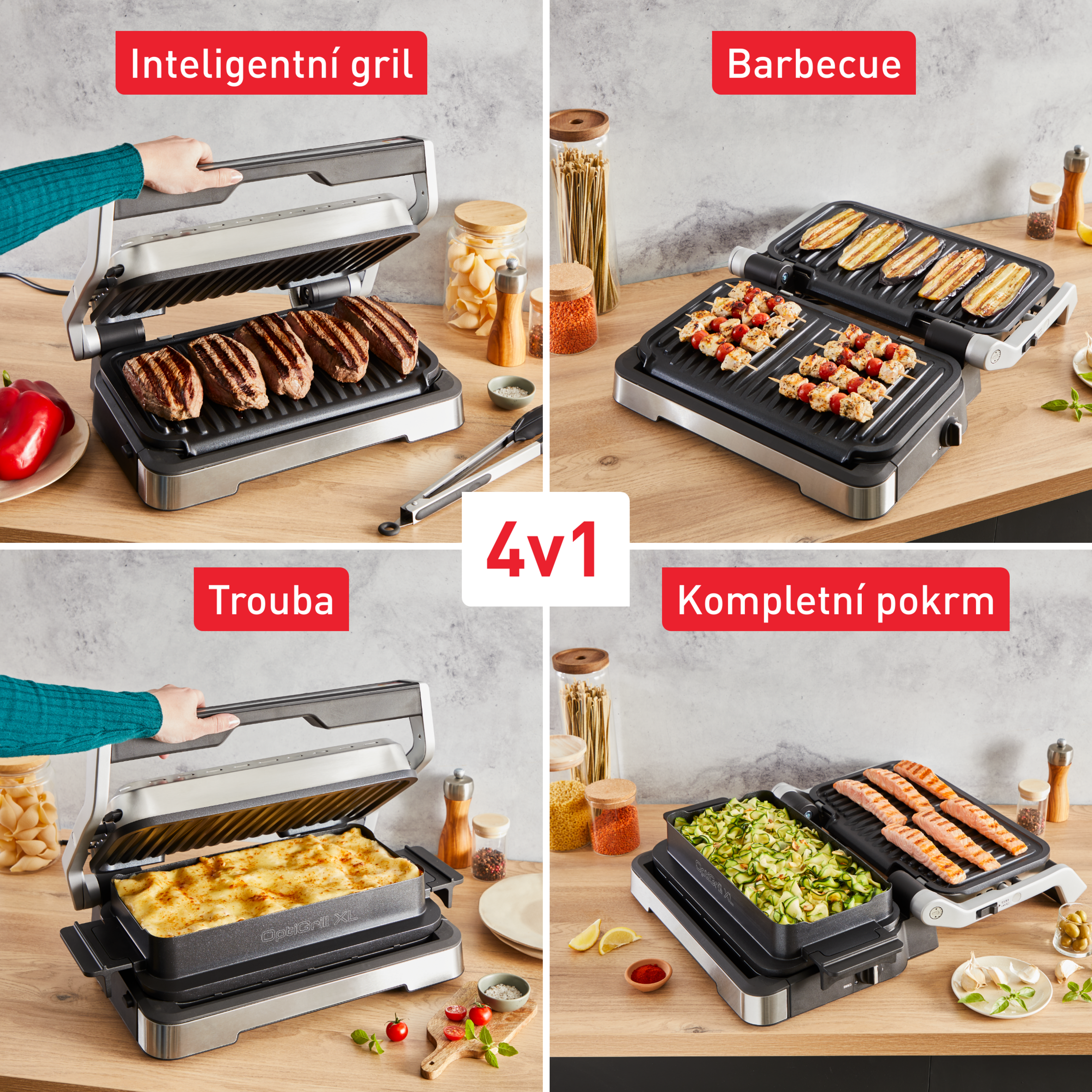 Kontaktní gril Tefal OptiGrill 4v1 XL GC784D30