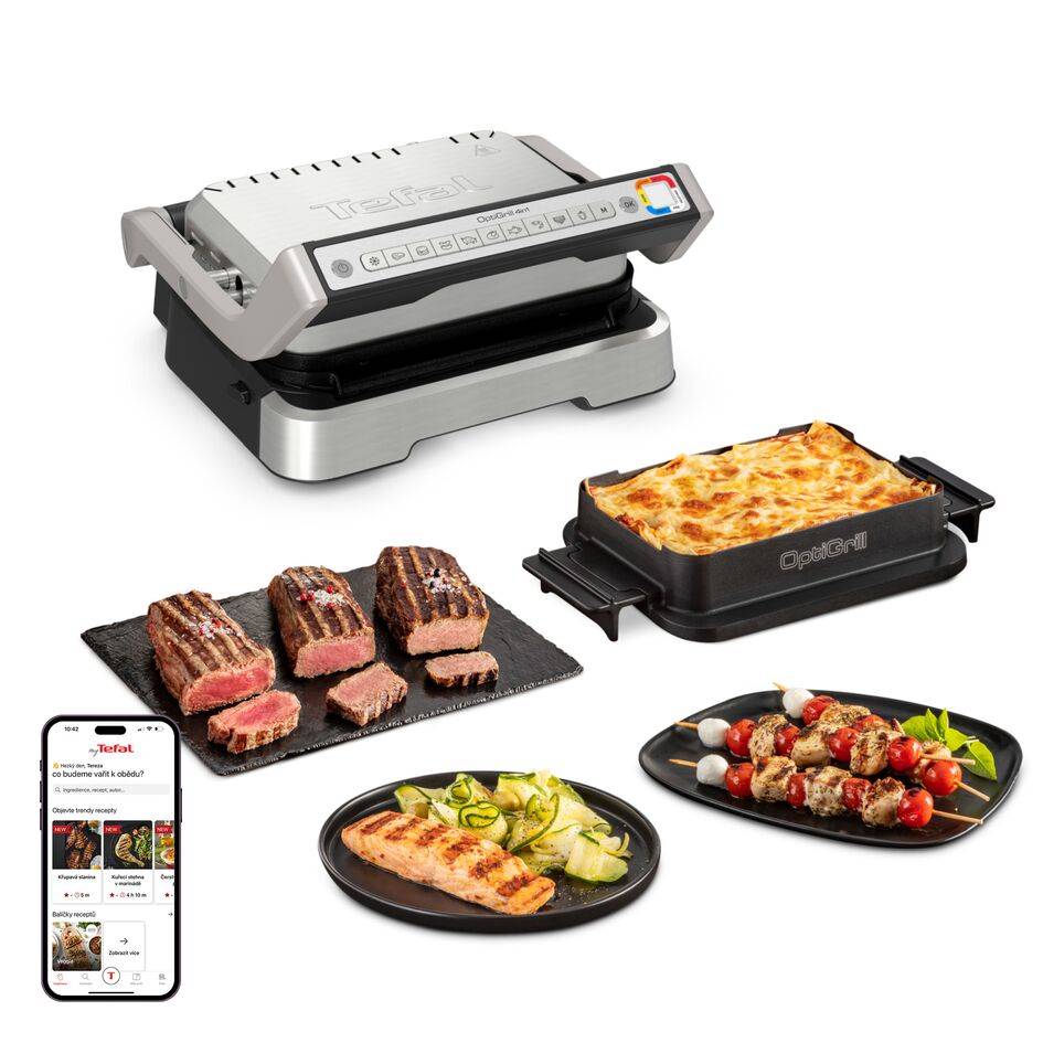 Elektrický gril Tefal OptiGrill 4v1 Inox GC774D30 Stříbrný/Černý