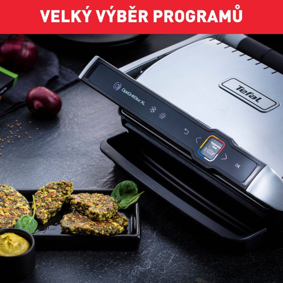 Elektrický gril Tefal OptiGrill Elite XL GC760D30 Stříbrný/Černý