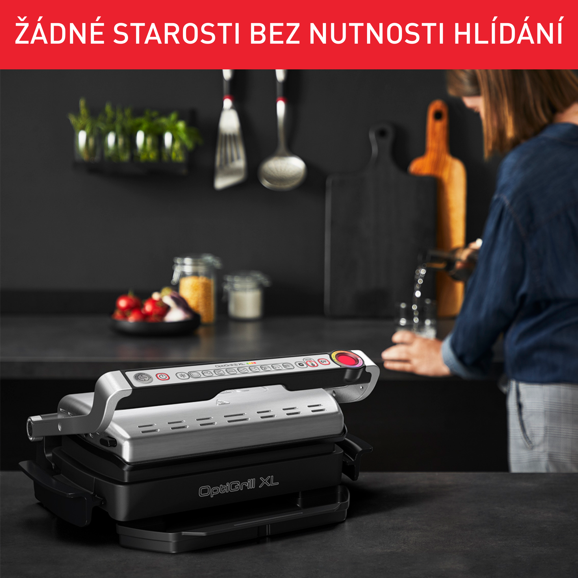 Elektrický stolní gril Tefal OptiGrill+ XL Snacking & Baking se zapékací mísou GC724D12 Stříbrný/Černý