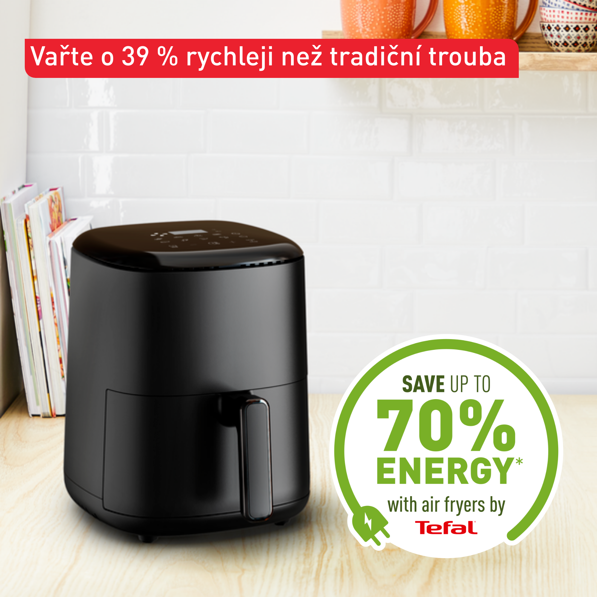 Horkovzdušná fritéza Tefal Easy Fry Compact 3l EY145810 Černá