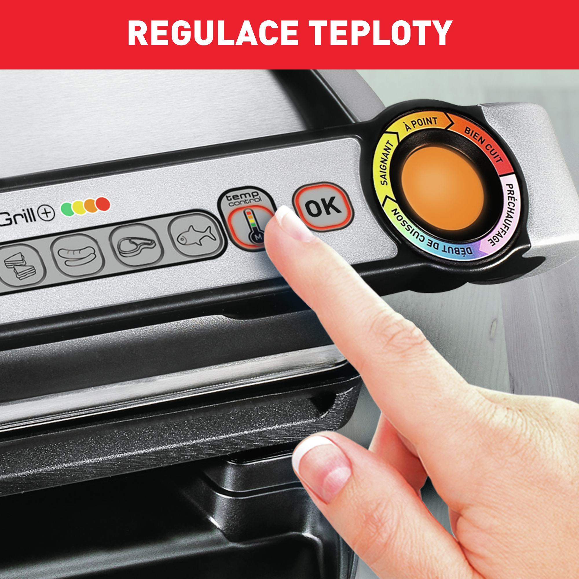 Elektrický gril Tefal OptiGrill+ Inox GC712D34 Stříbrný/Černý