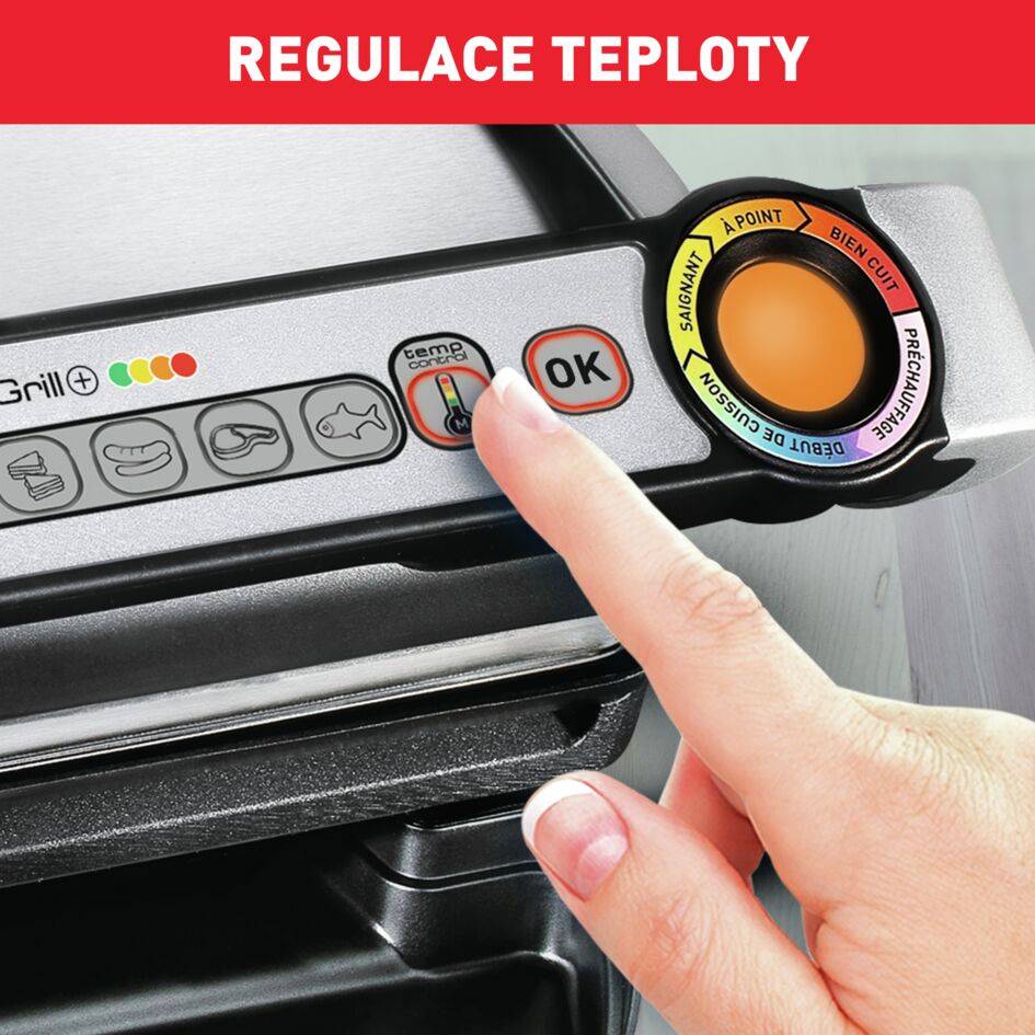 Elektrický gril Tefal OptiGrill+ Inox GC712D34 Stříbrný/Černý