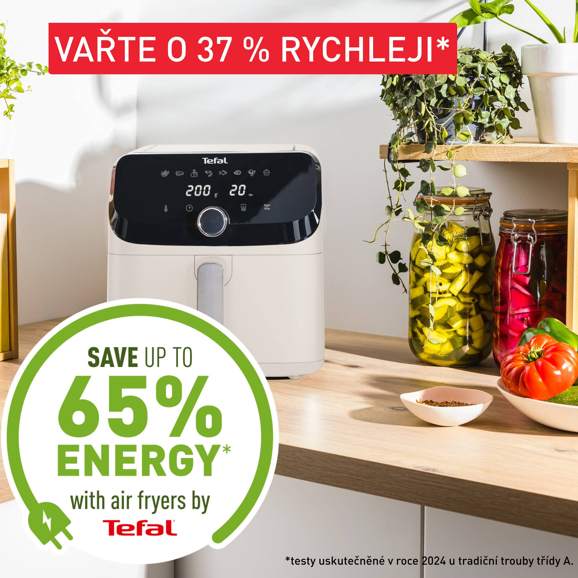 Horkovzdušná fritéza Tedal Easy Fry Mega, 7,5 l, EY855AE0, krémová