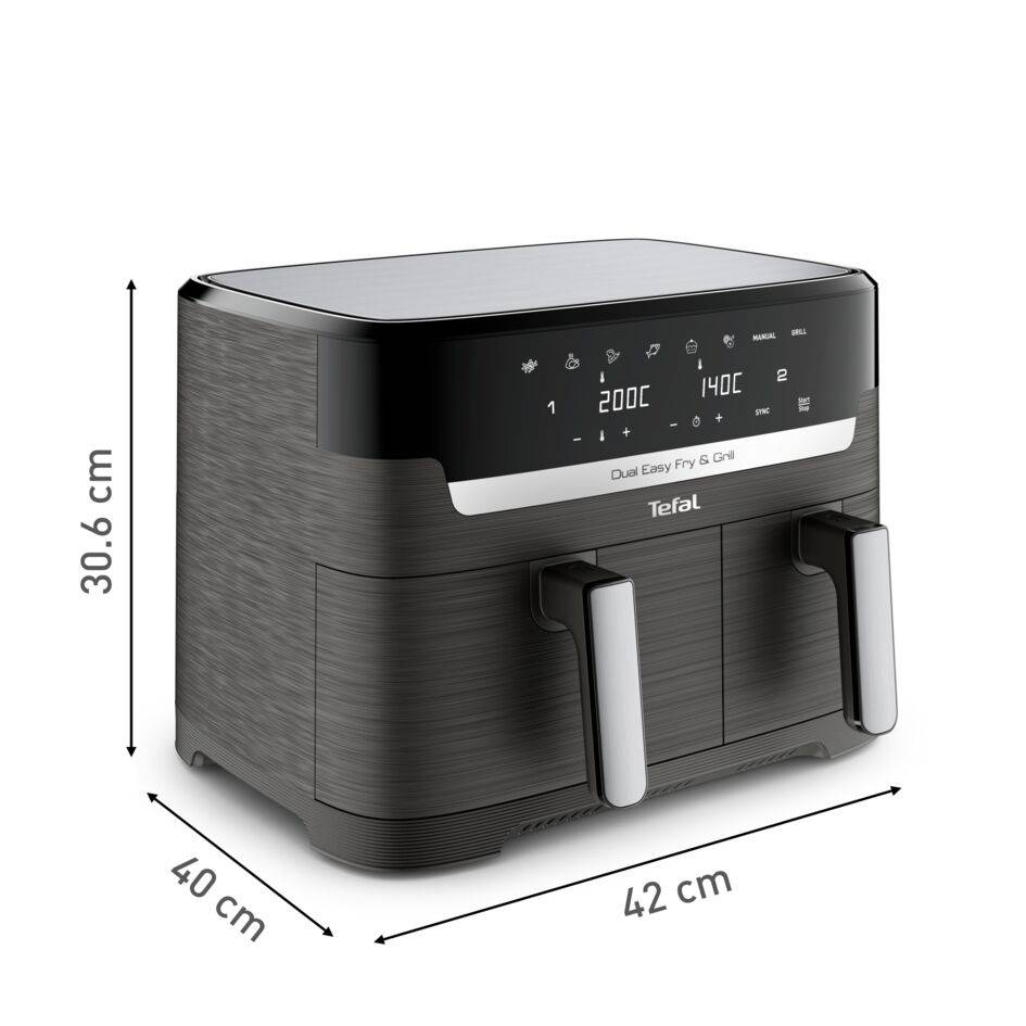 Horkovzdušná fritéza Tefal Dual Easy Fry & Grill EY905B10 Černá