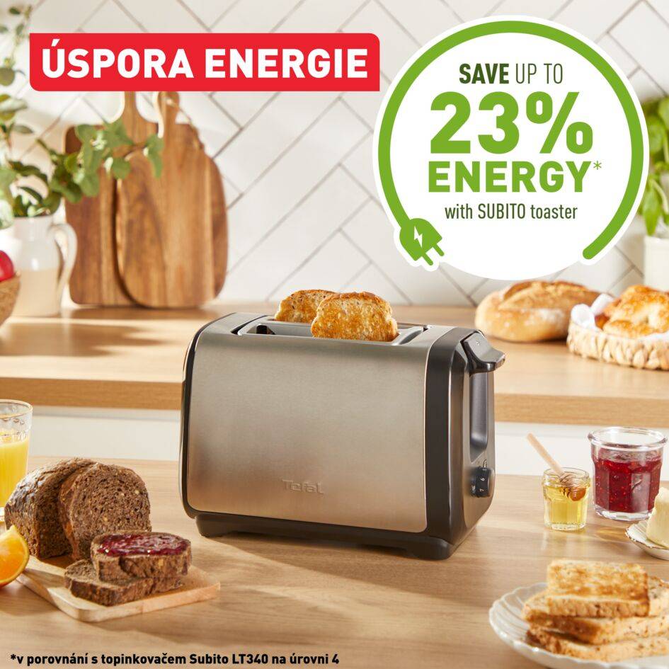 TT5S1DE0 Subito Topinkovač Tefal Nerez/Černá