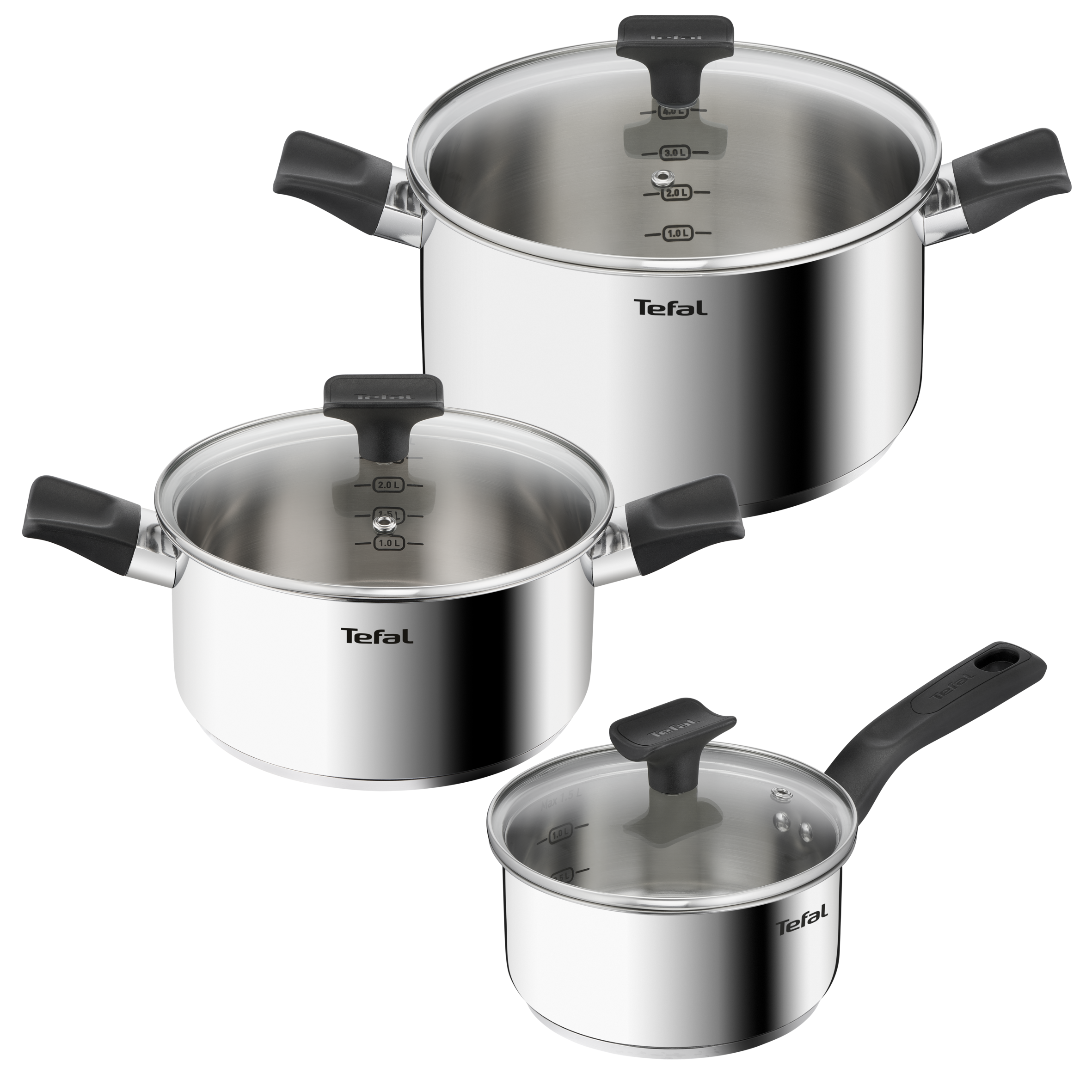 6dílná sada Tefal Delicious rendlík 16&nbsp;cm, kastroly 20/24 cm + poklice B925S655 nerez