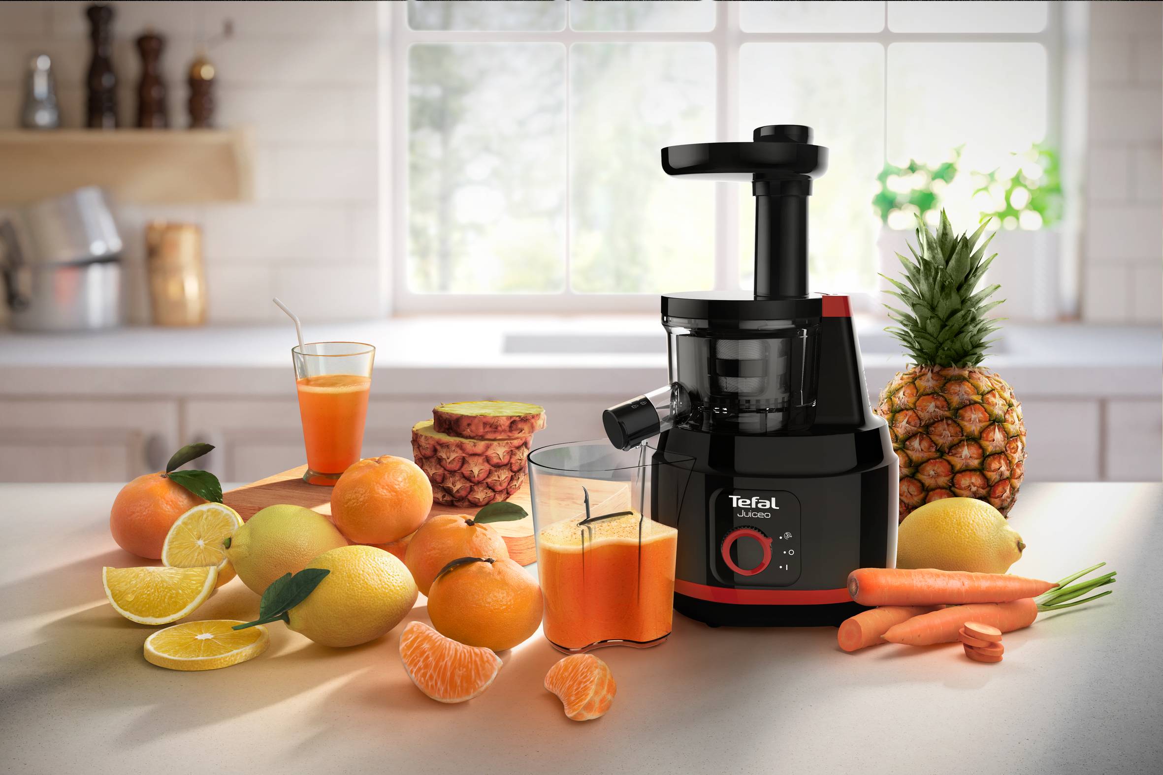 Odšťavňovač Tefal Juiceo ZC150838 Červený/Černý