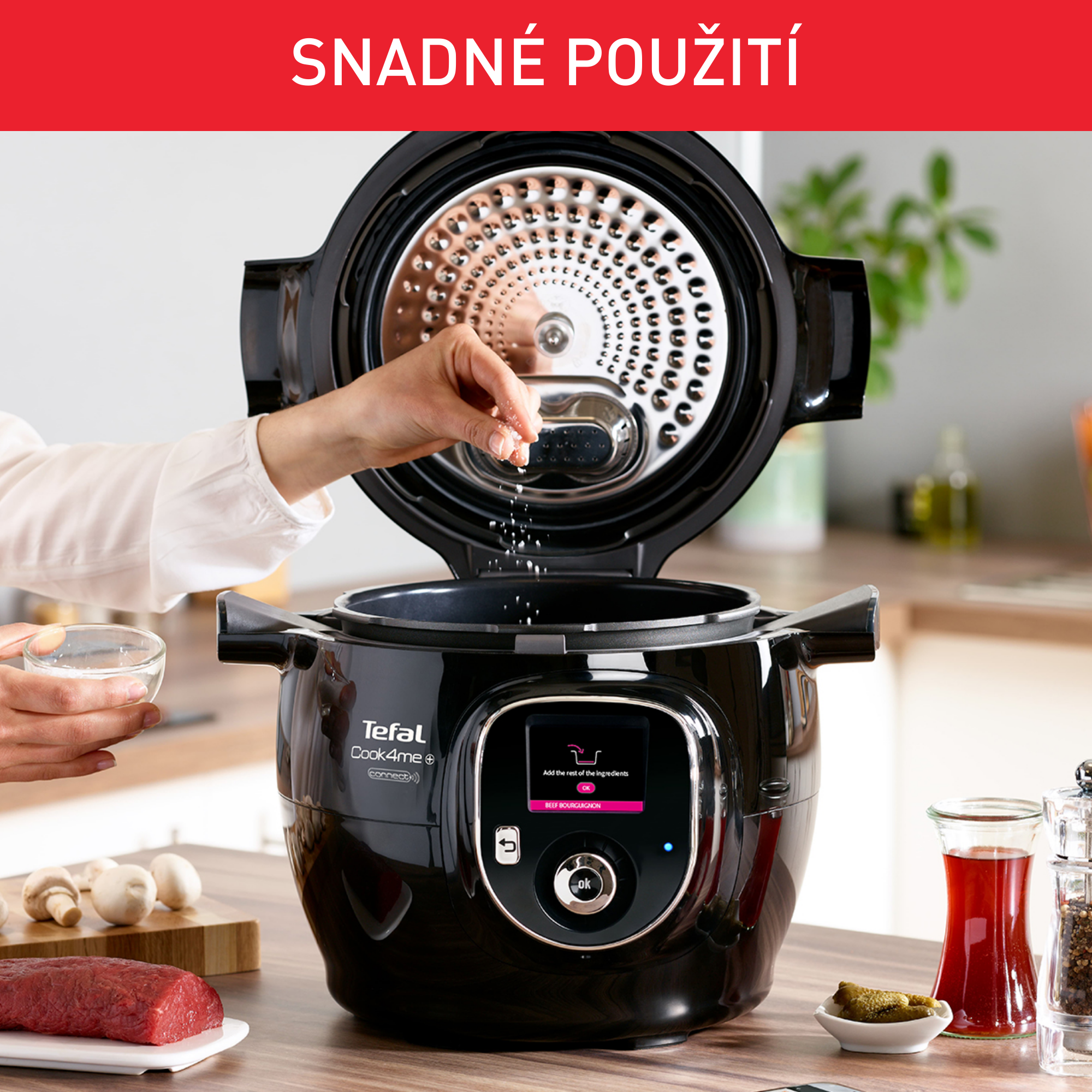 Multifunkční elektrický hrnec Tefal Cook4Me+ Connect CY855830 Černý