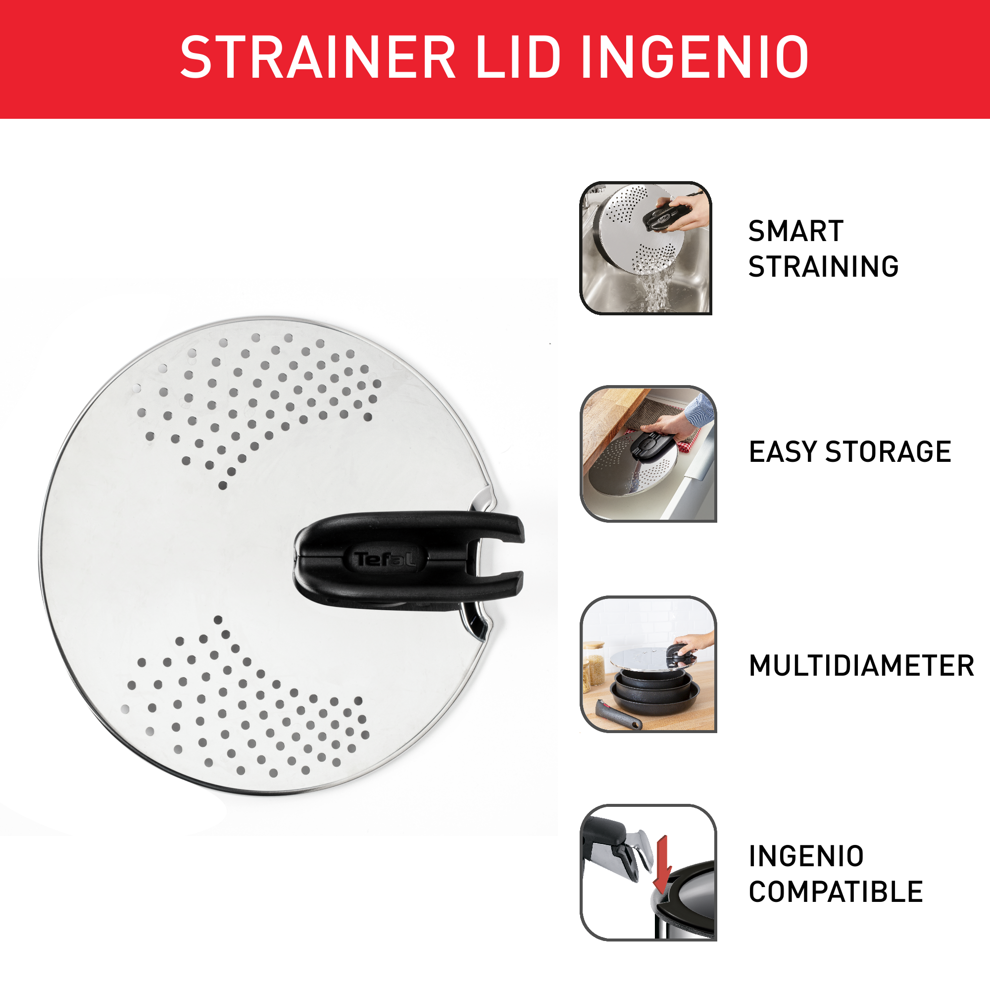 Nerezová poklice na cedění Tefal Ingenio L9829453 14-20 cm