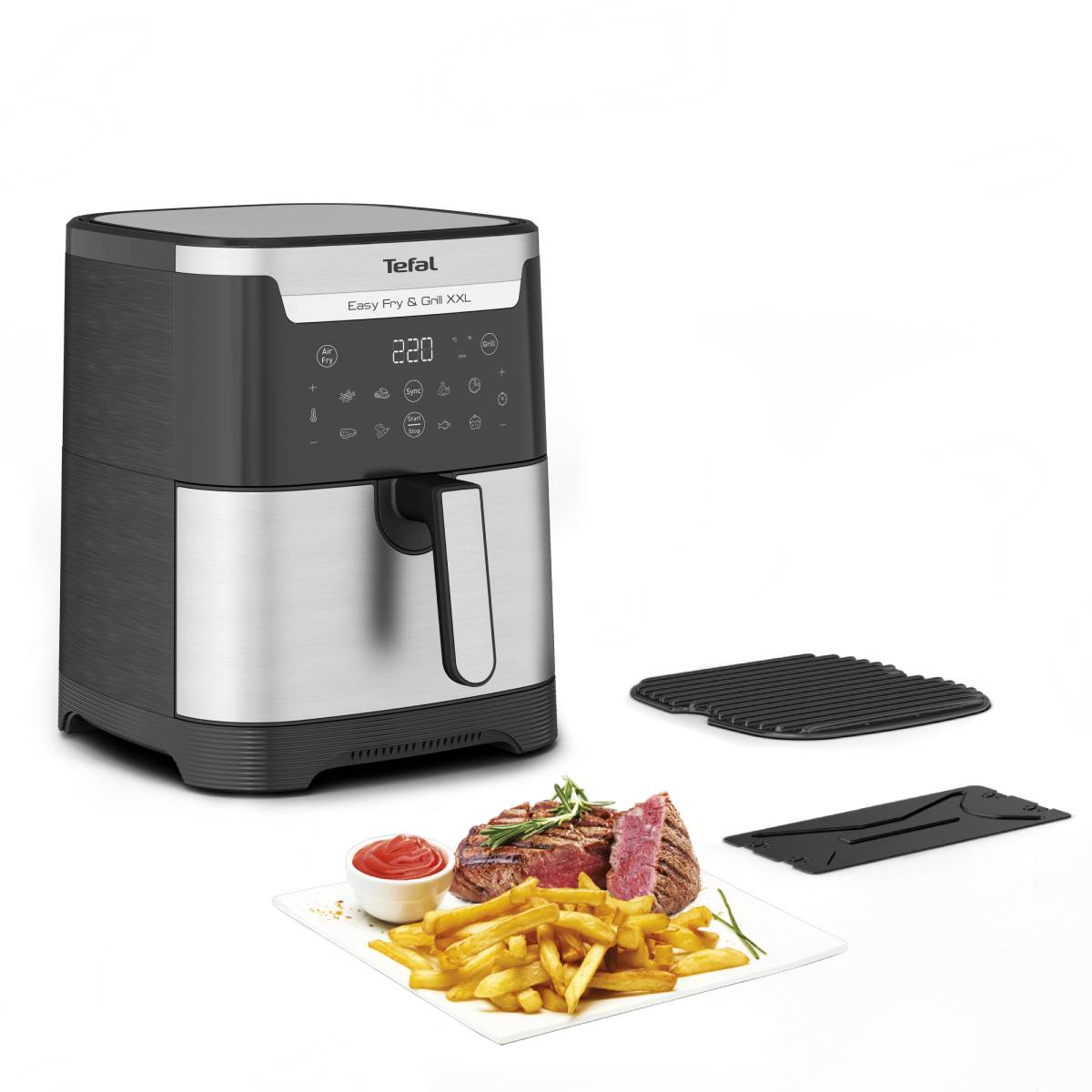 Easy Fry & Grill 2-in-1 Air fryer and Grill, Divider for Dual Cooking