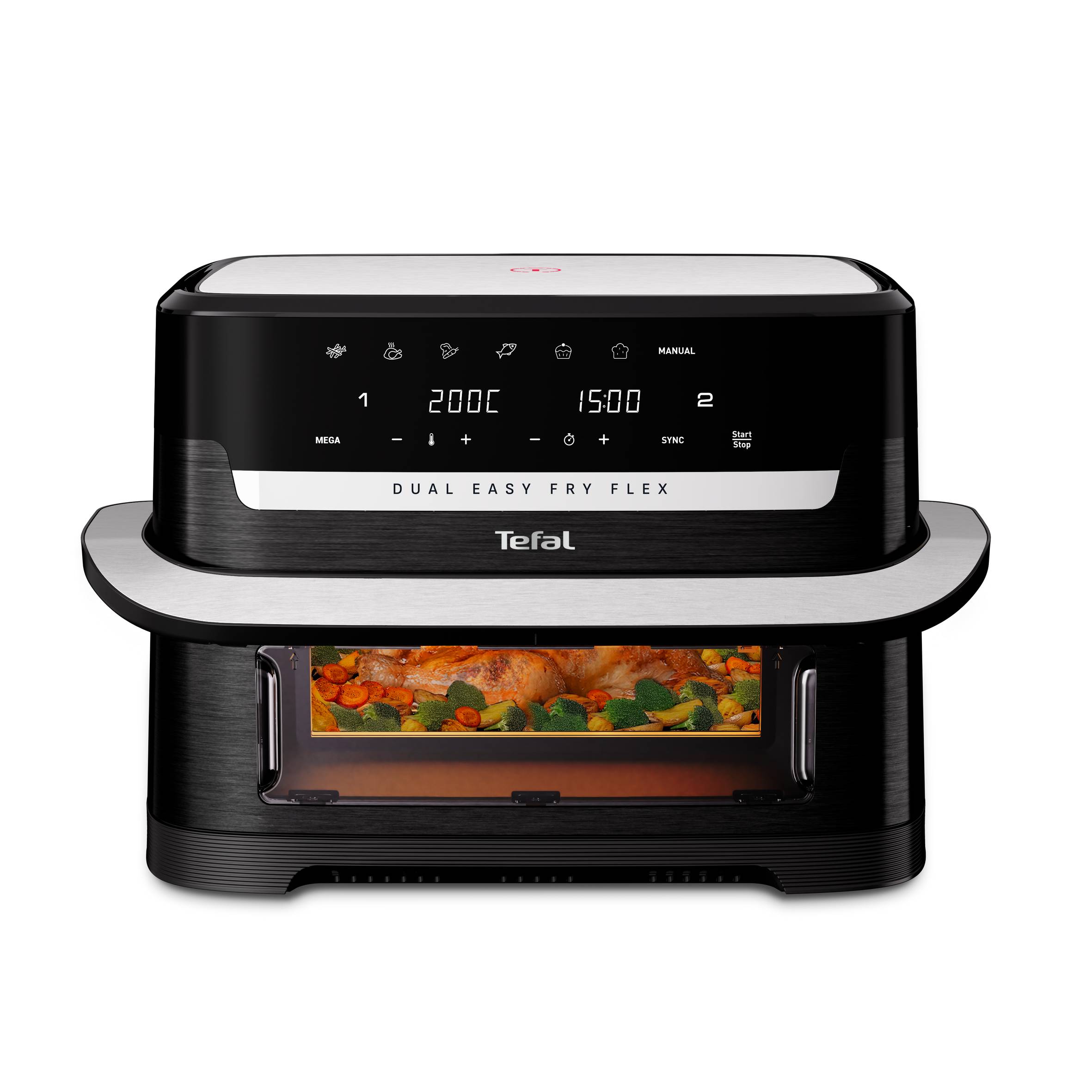 Duální horkovzdušná fritéza Tefal Dual Easy Fry Flex 9 l, EY9228E0, černá