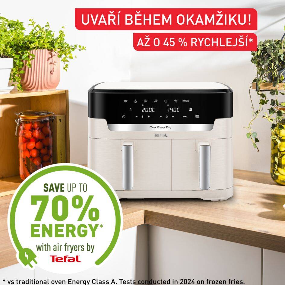 Duální horkovzdušná fritéza Tefal Dual Easy Fry XXL, 11 L, EY942AE0