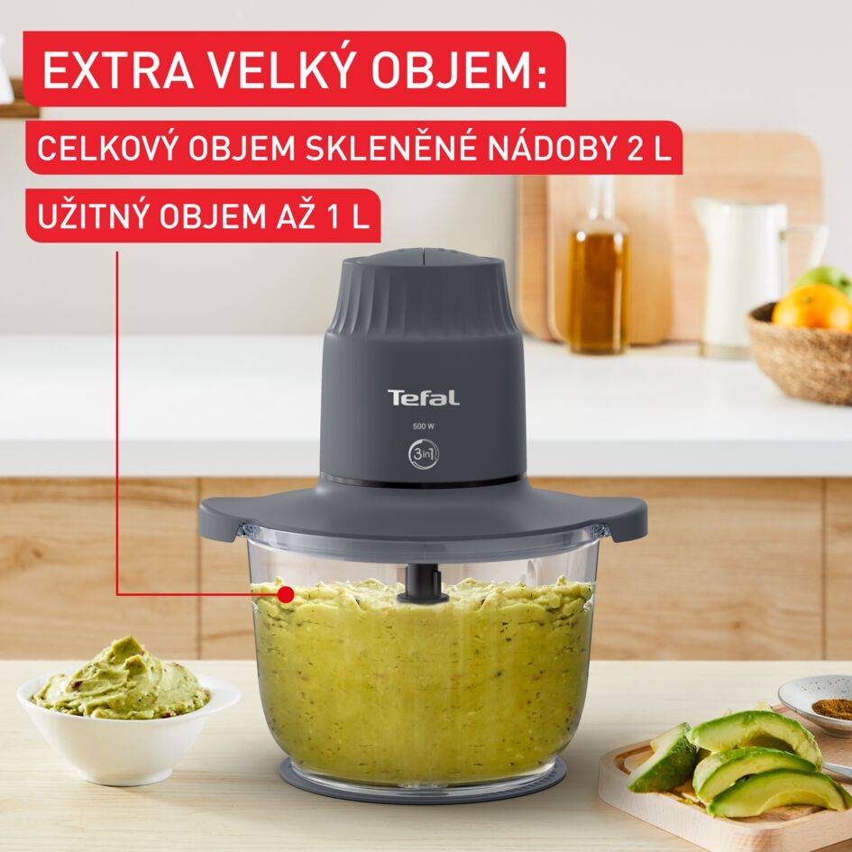 Choppeo, elektrický sekáček na potraviny se skleněnou nádobou, objem 2&nbsp;l, borosilikátové sklo